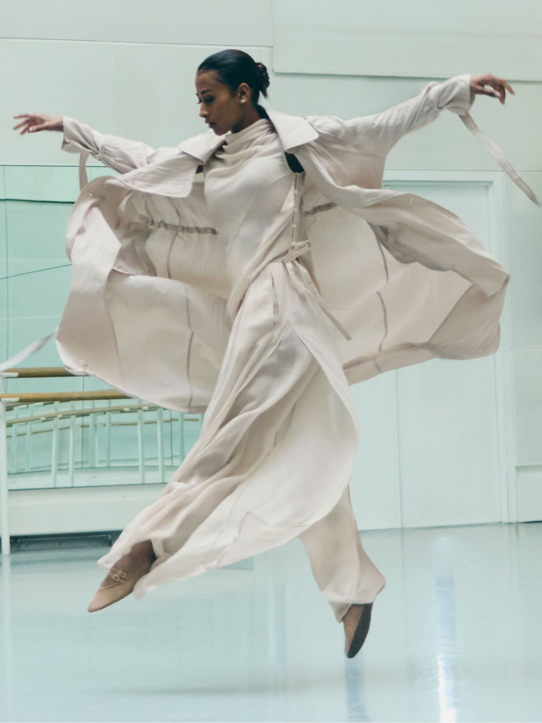 Reiss | Royal Ballet Chiffon Trousers in Neutral - Image 1 of 7