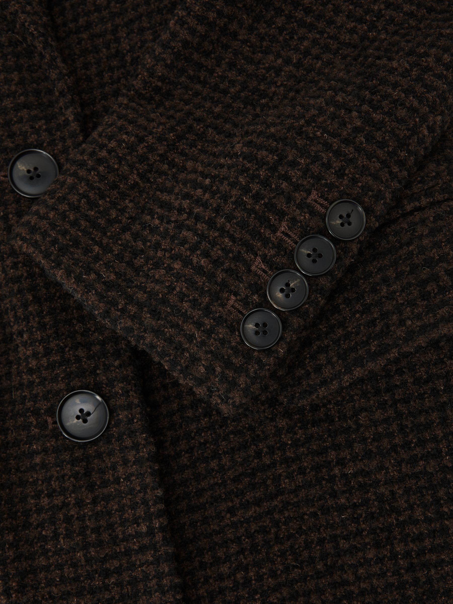Wool-Blend Houndstooth Check Coat in Chocolate Brown Check - Image 7 of 7