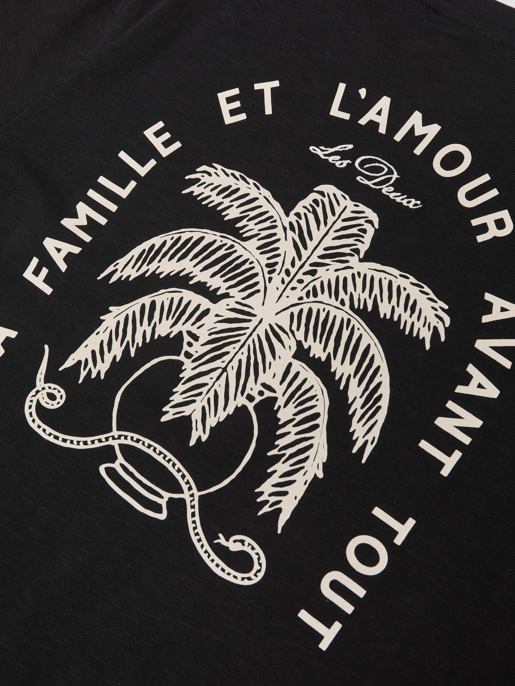 Les Deux Baumwoll-T-Shirt mit Grafik-Print in Schwarz - Bild 5 von 5