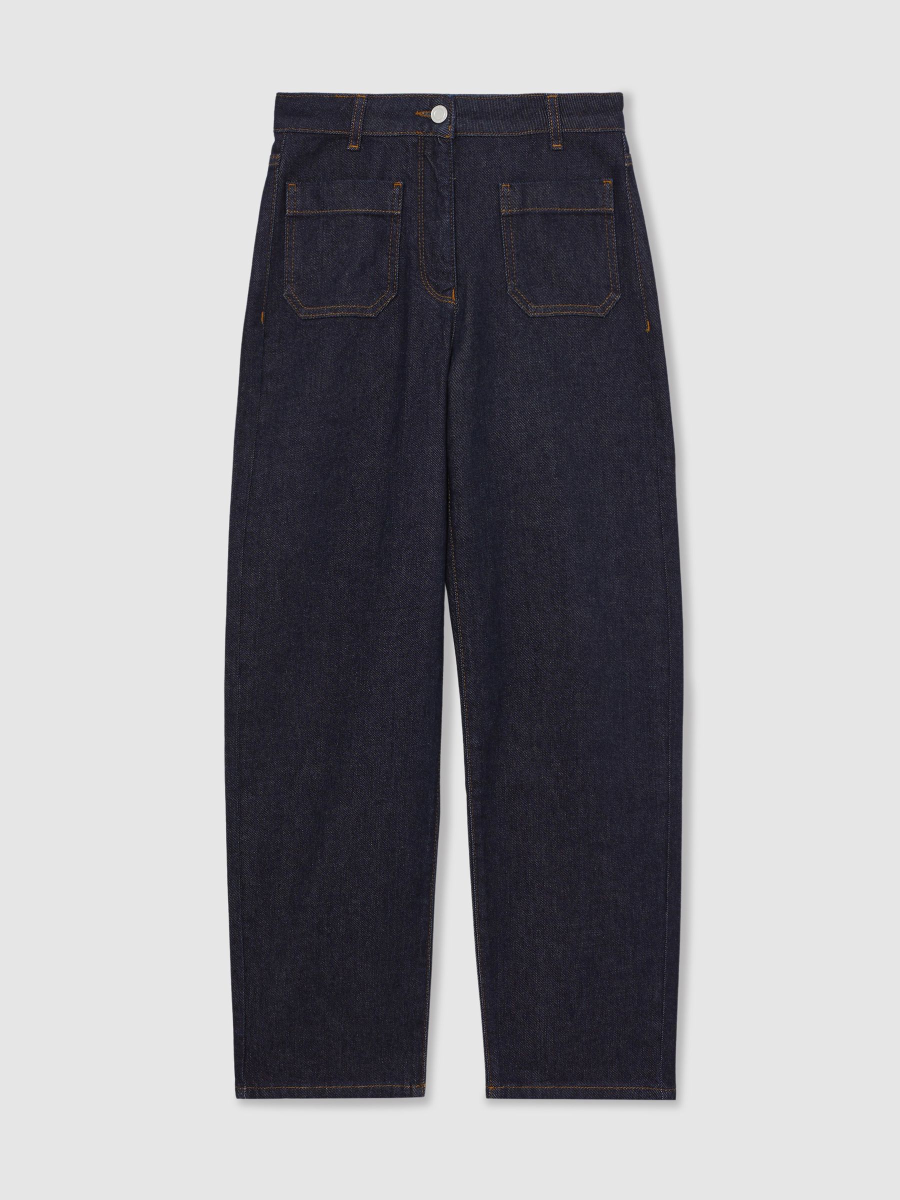 Straight-Leg Patch-Pocket Jeans in Dark Blue - Image 2 of 8