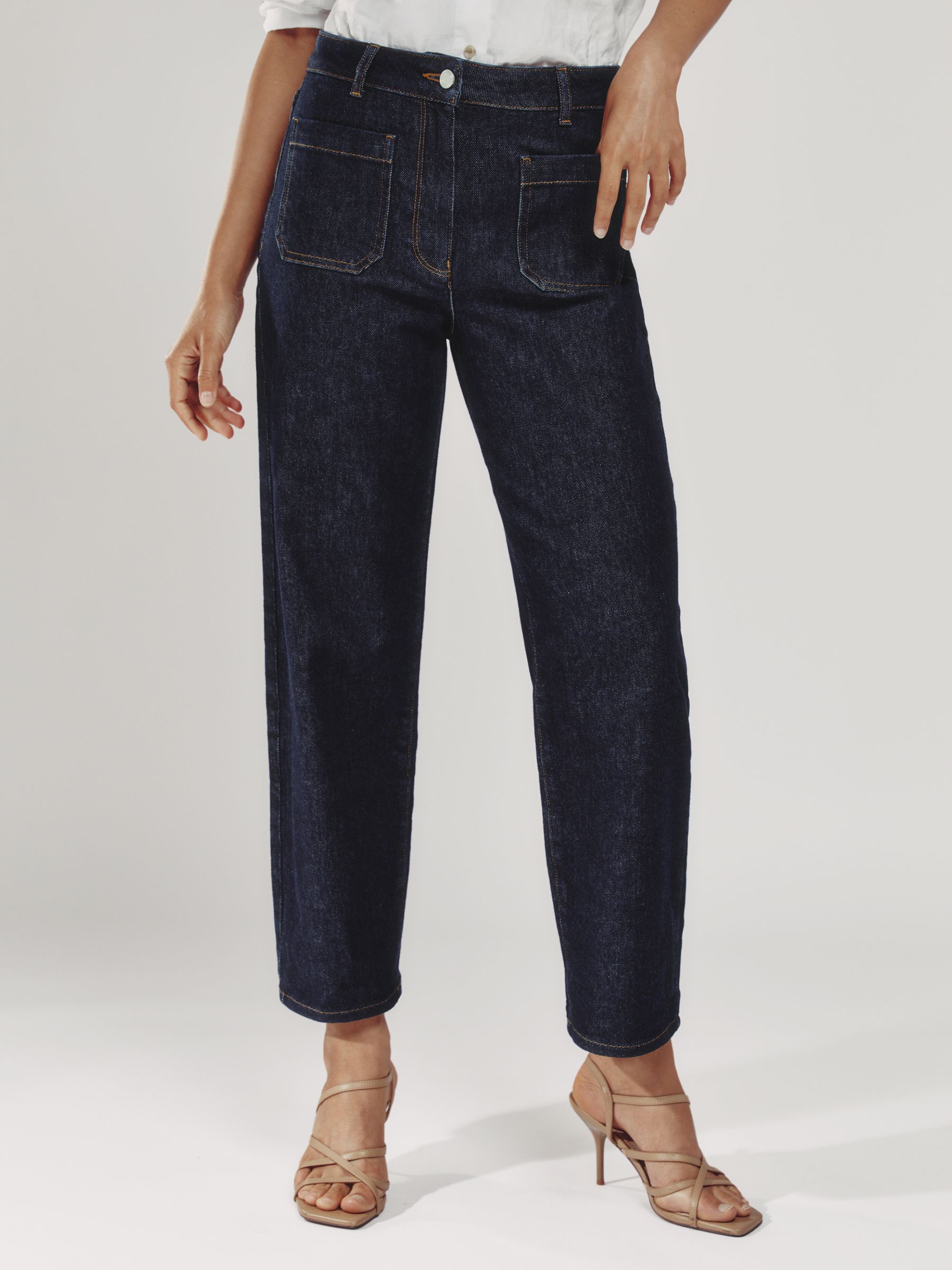 Straight-Leg Patch-Pocket Jeans in Dark Blue - Image 3 of 8