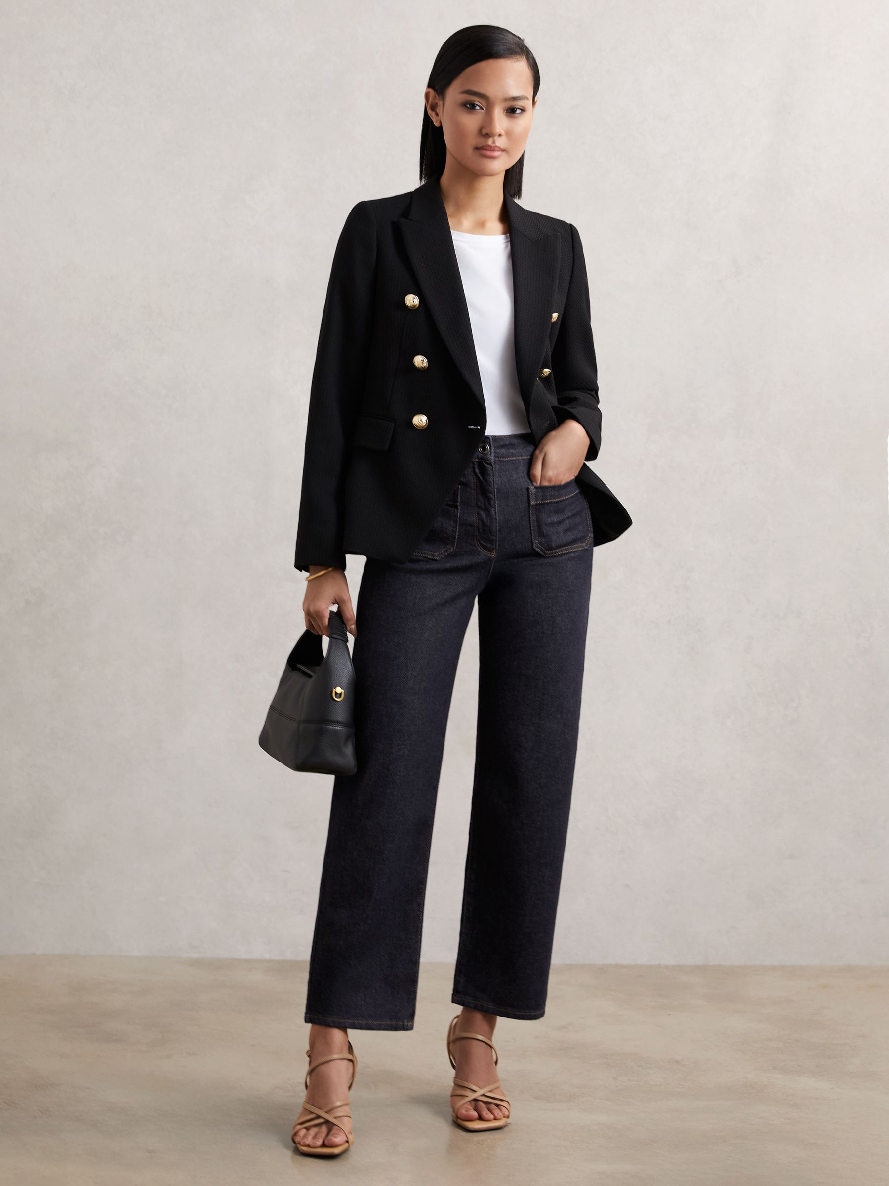 Straight-Leg Patch-Pocket Jeans in Dark Blue - Image 4 of 8