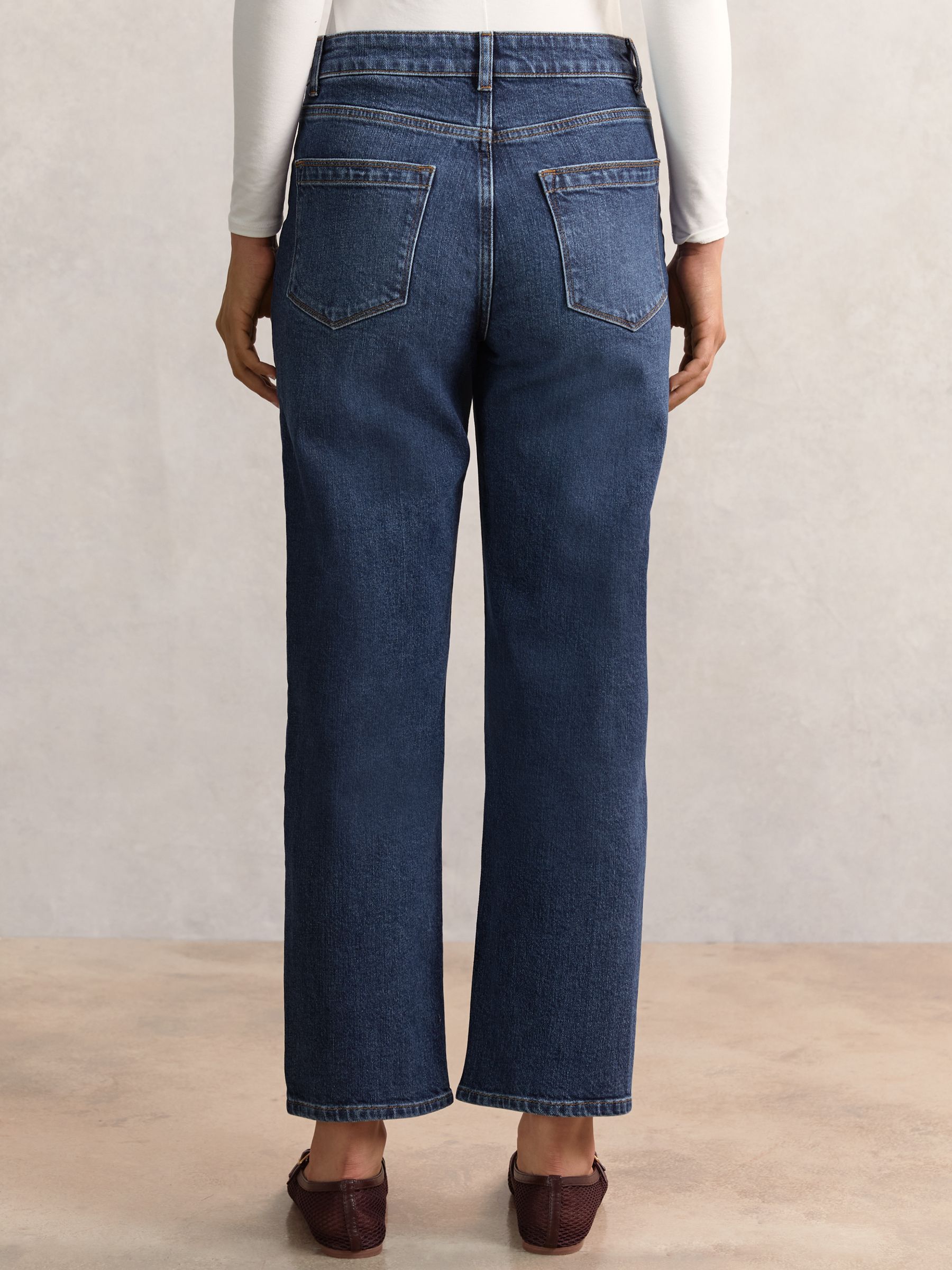 Petite Straight-Leg Patch-Pocket Jeans in Mid Blue - Image 4 of 6