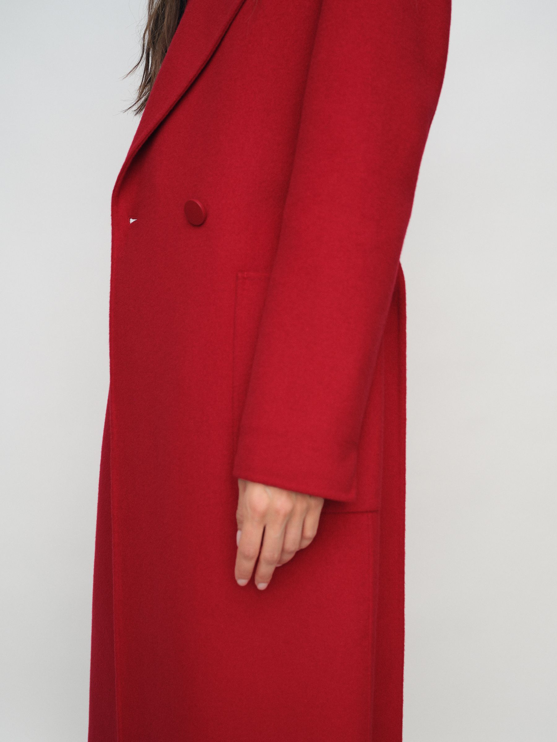 Petite Wool-Blend Double-Breasted Blindseam Coat in Red - Image 3 of 10