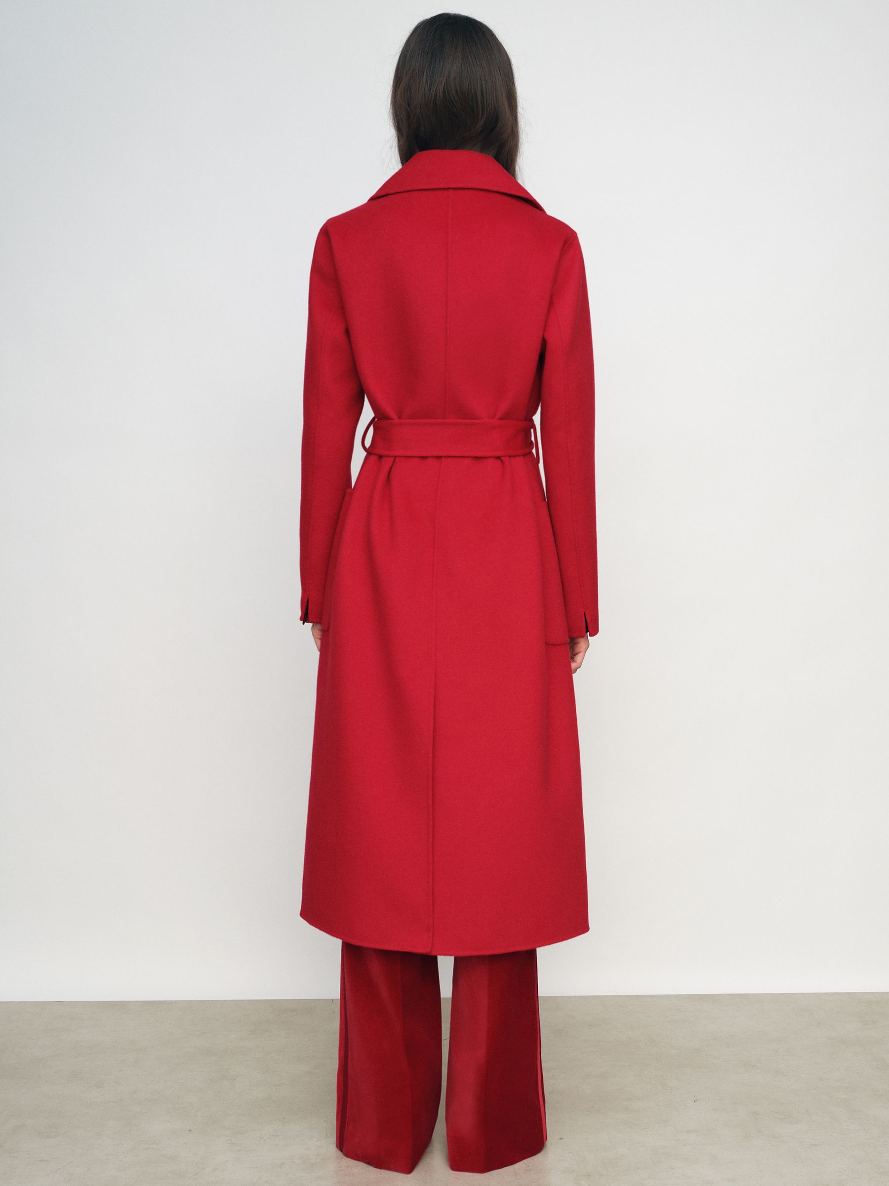 Petite Wool-Blend Double-Breasted Blindseam Coat in Red - Image 8 of 10