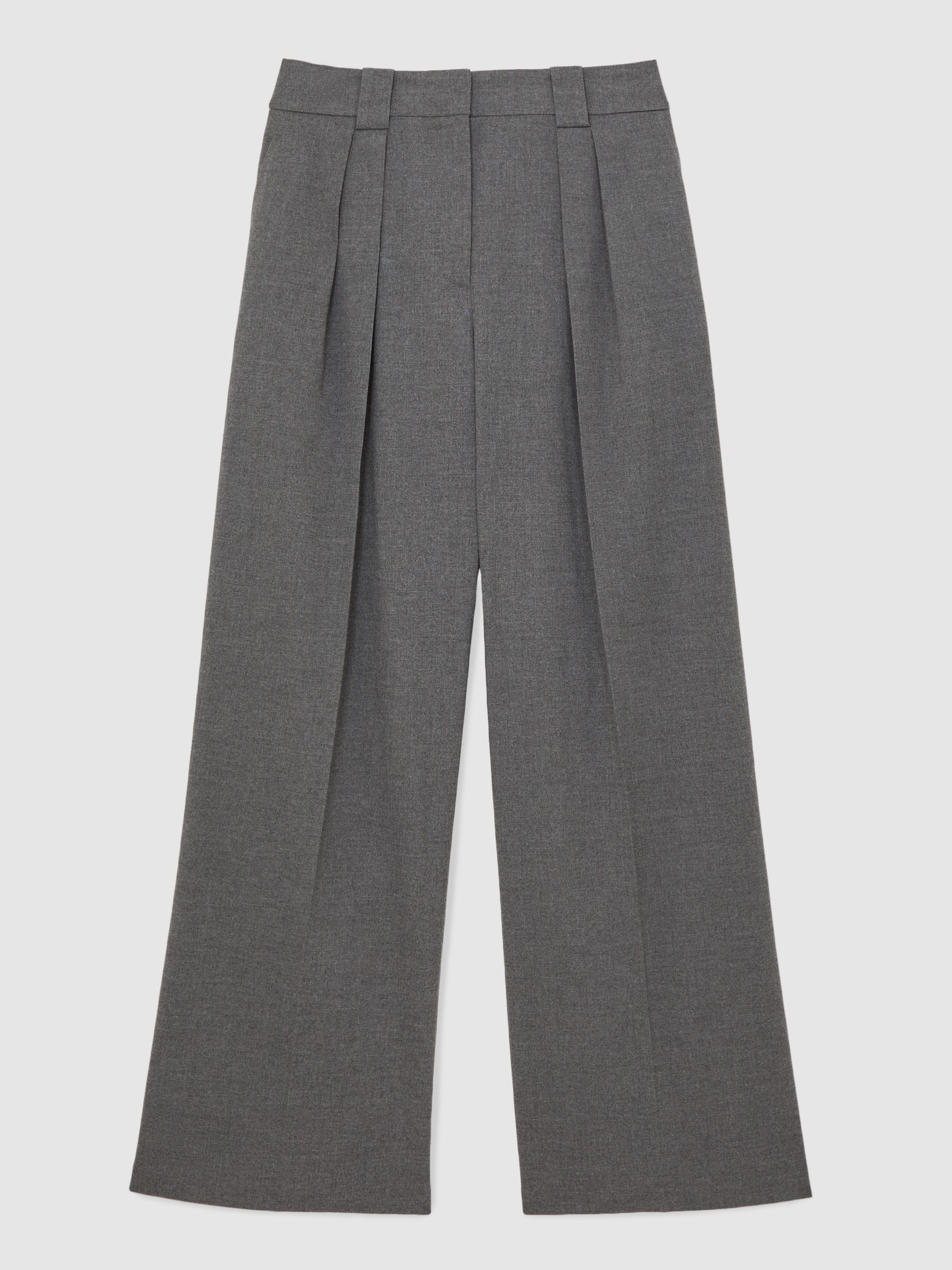 Wide-Leg Pleated Trousers in Grey - Image 2 of 7