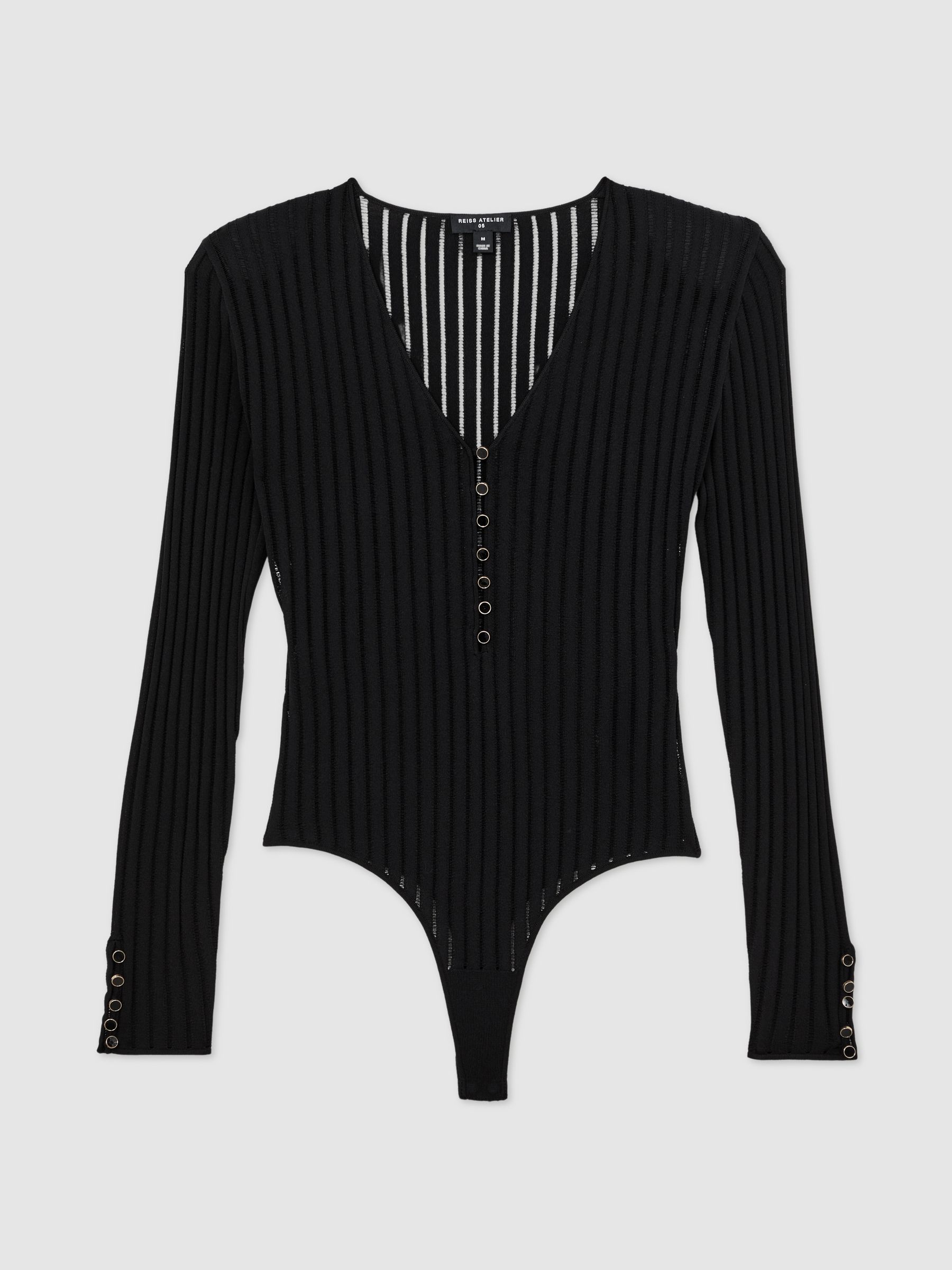 Atelier Ladder-Stitch Knit Bodysuit in Black - image 1