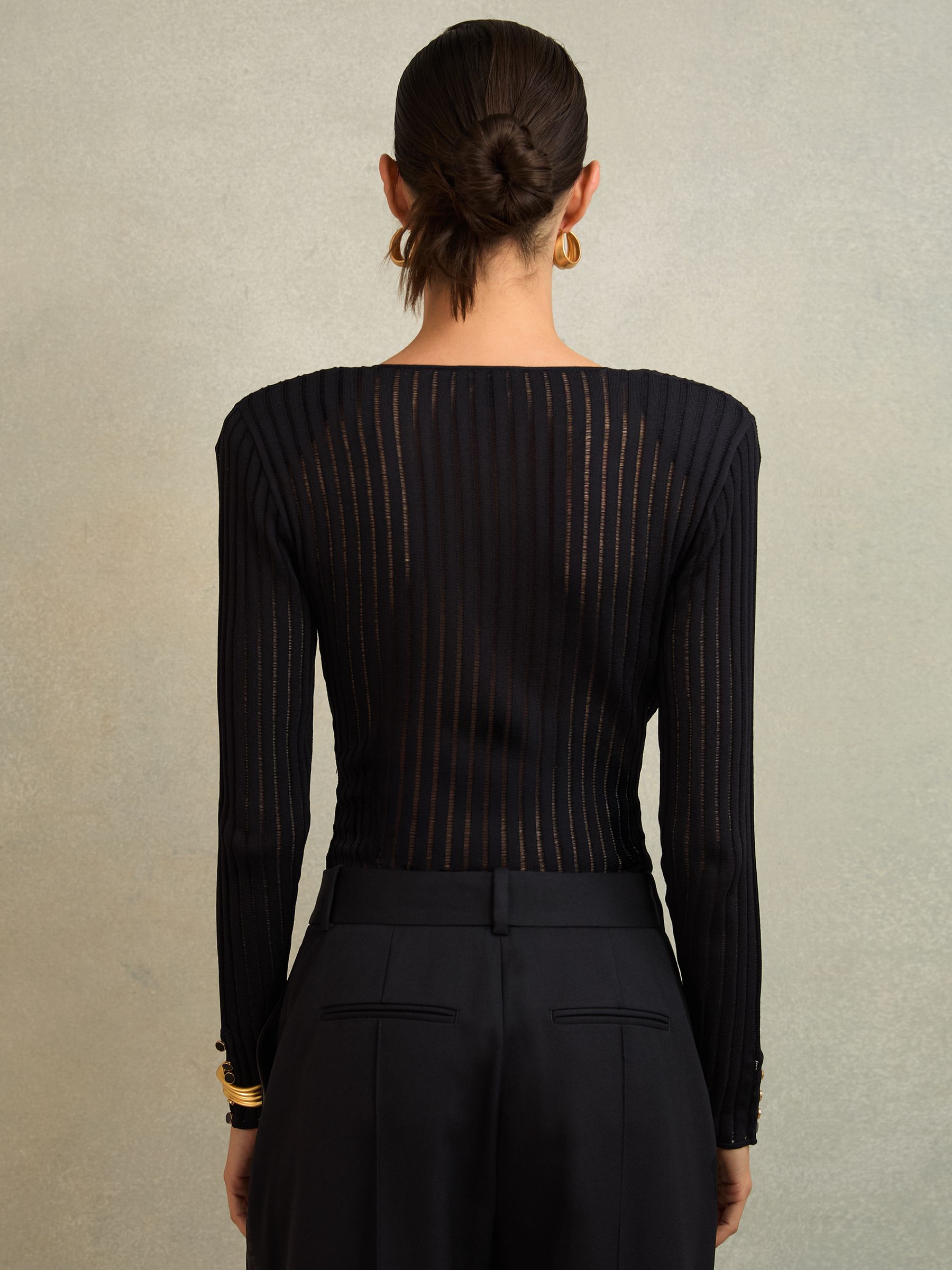 Atelier Ladder-Stitch Knit Bodysuit in Black - image 5