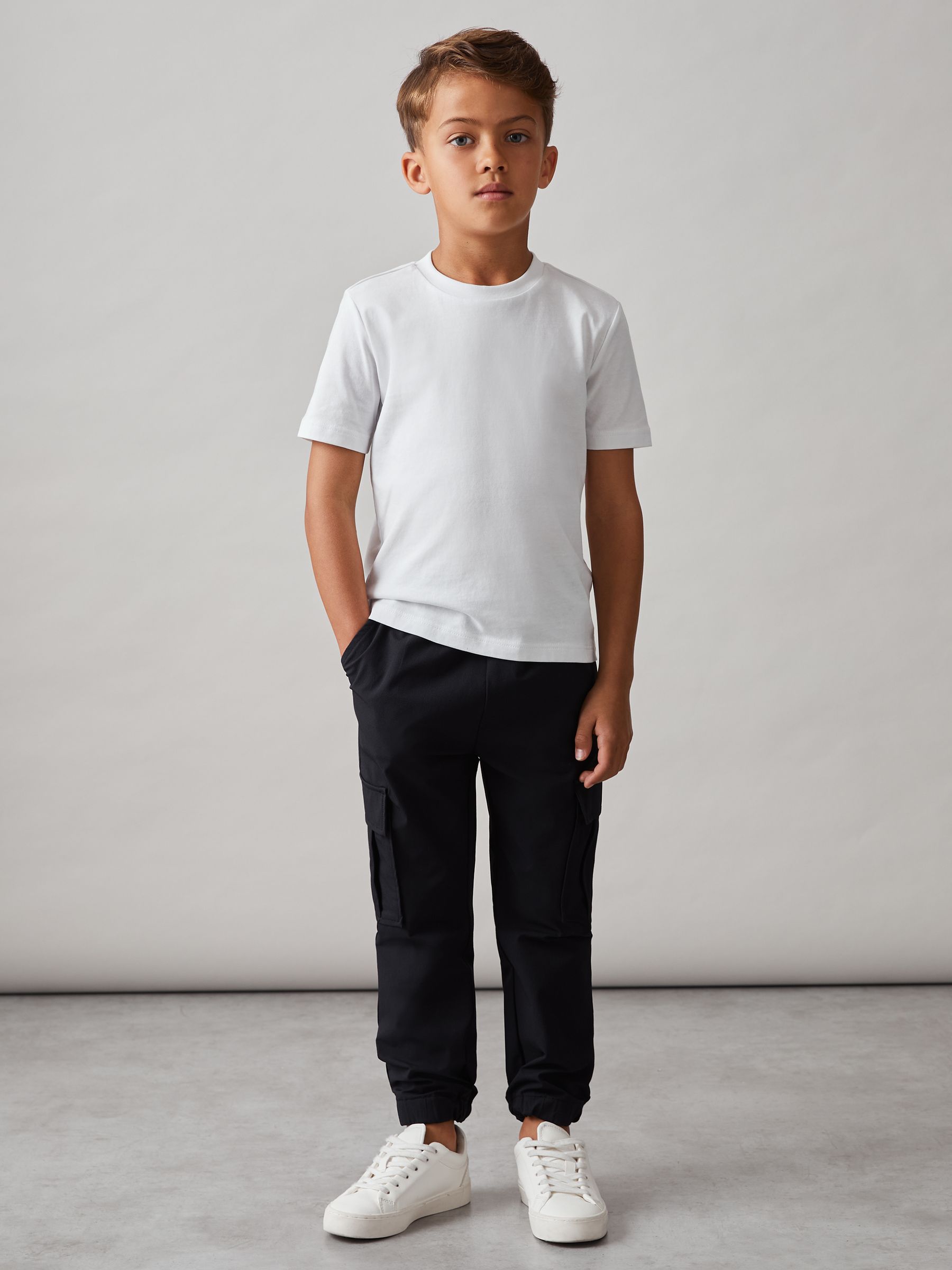 9-13 yrs Technical Drawstring Trousers in Black - Image 1 of 4