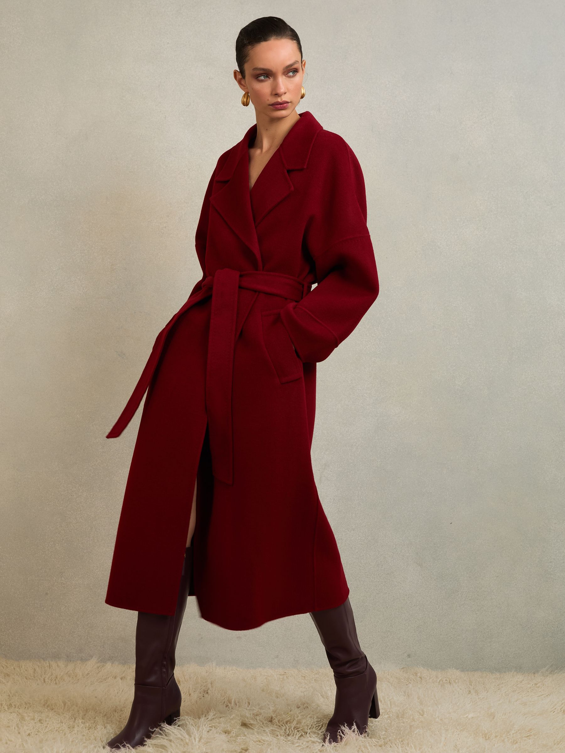 Atelier Wool Blindseam Belted Coat in Red - Image 1 of 7