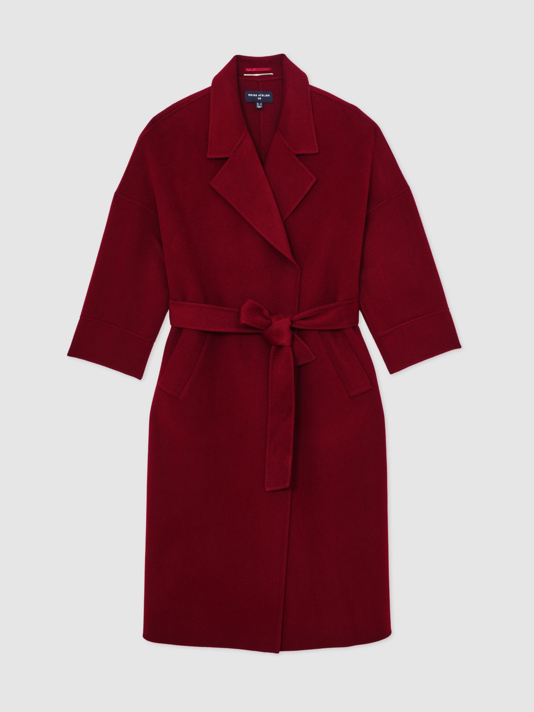 Atelier Wool Blindseam Belted Coat in Red - Image 2 of 7