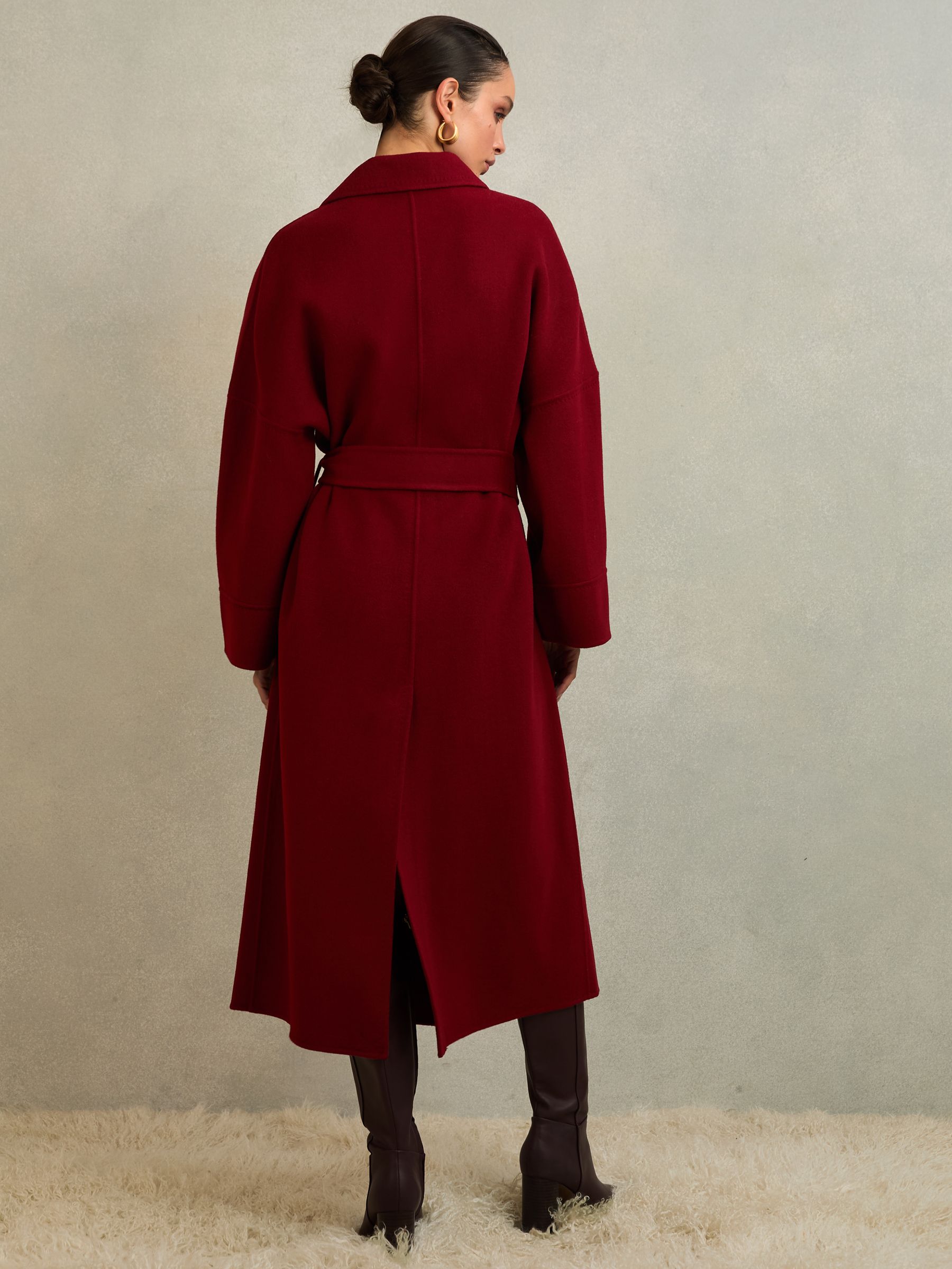 Atelier Wool Blindseam Belted Coat in Red - Image 6 of 7