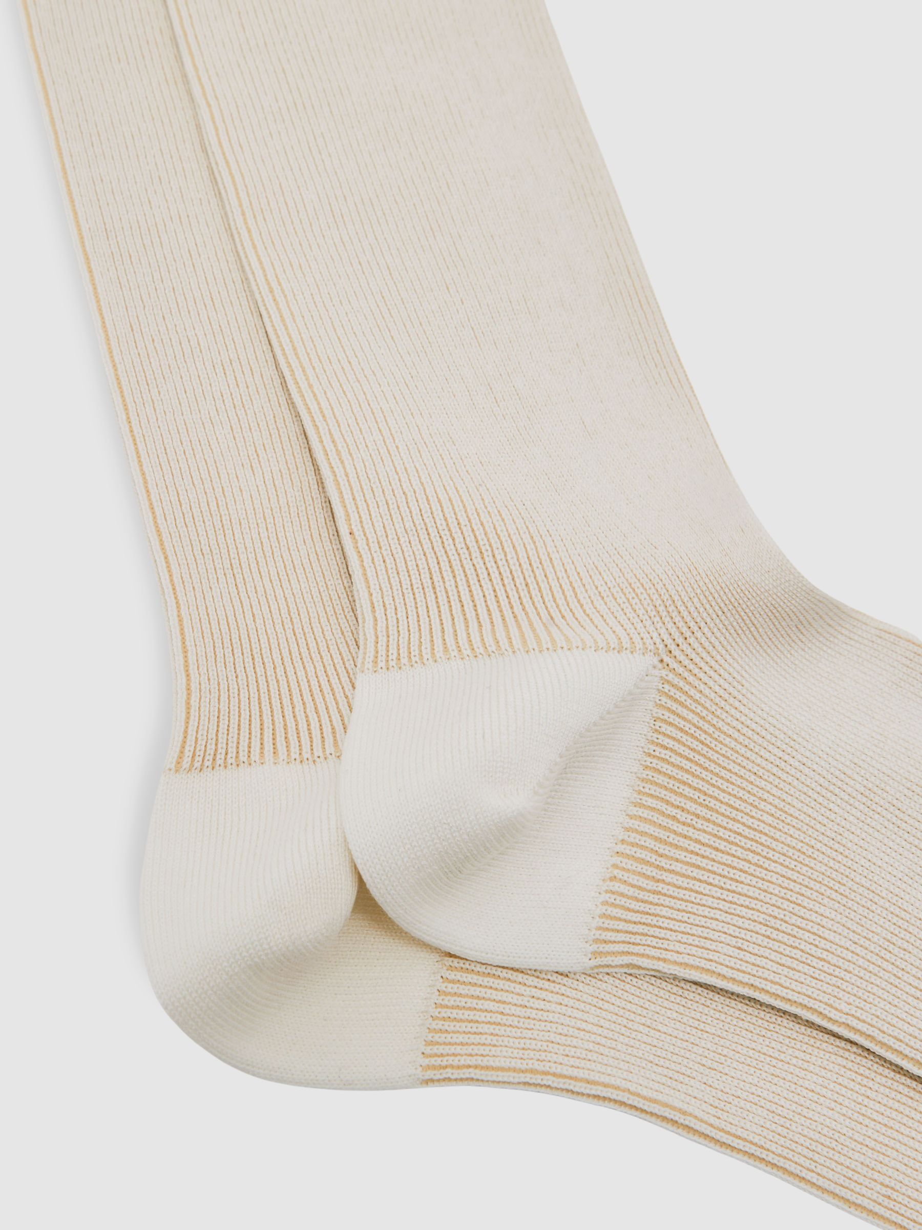 Two Tone Cotton Socks in Ecru/Oatmeal - Image 2 of 3