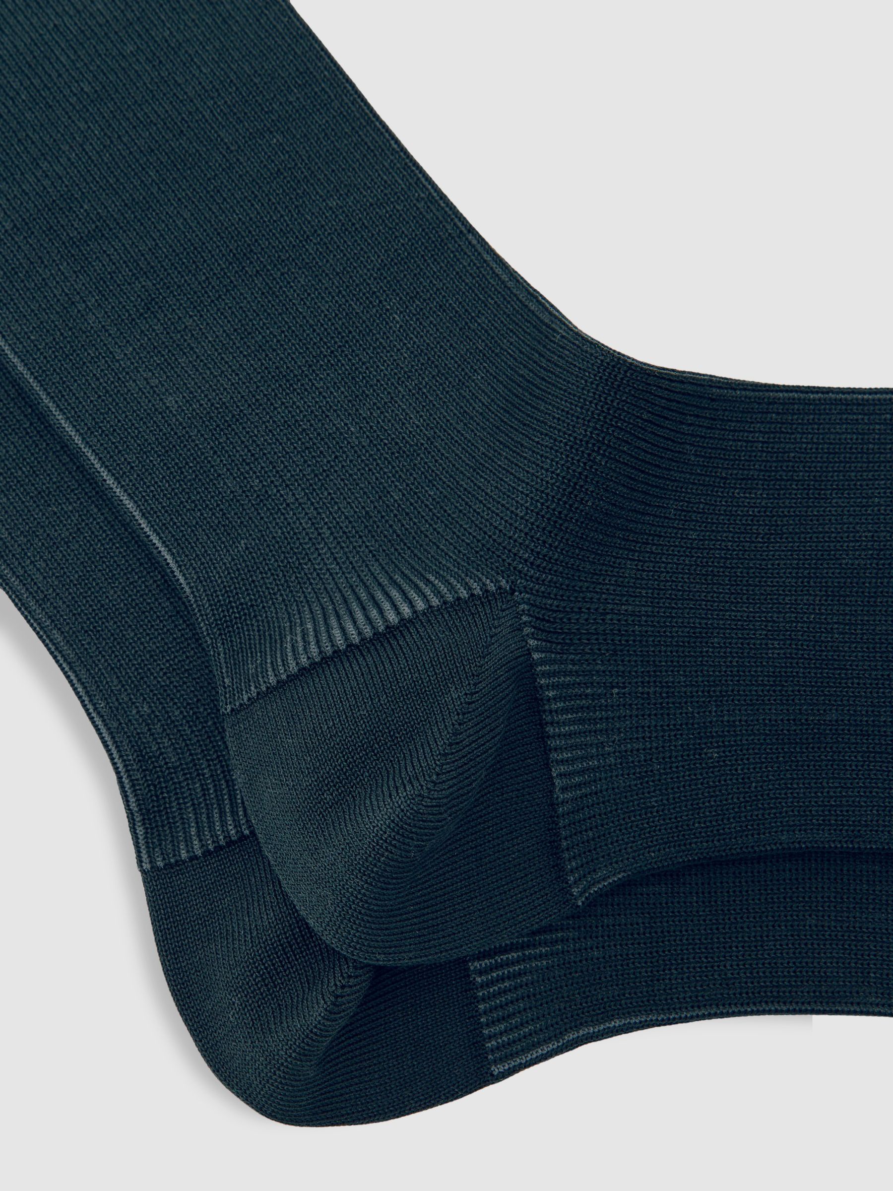 Two Tone Cotton Socks in Dark Green - Image 2 of 3