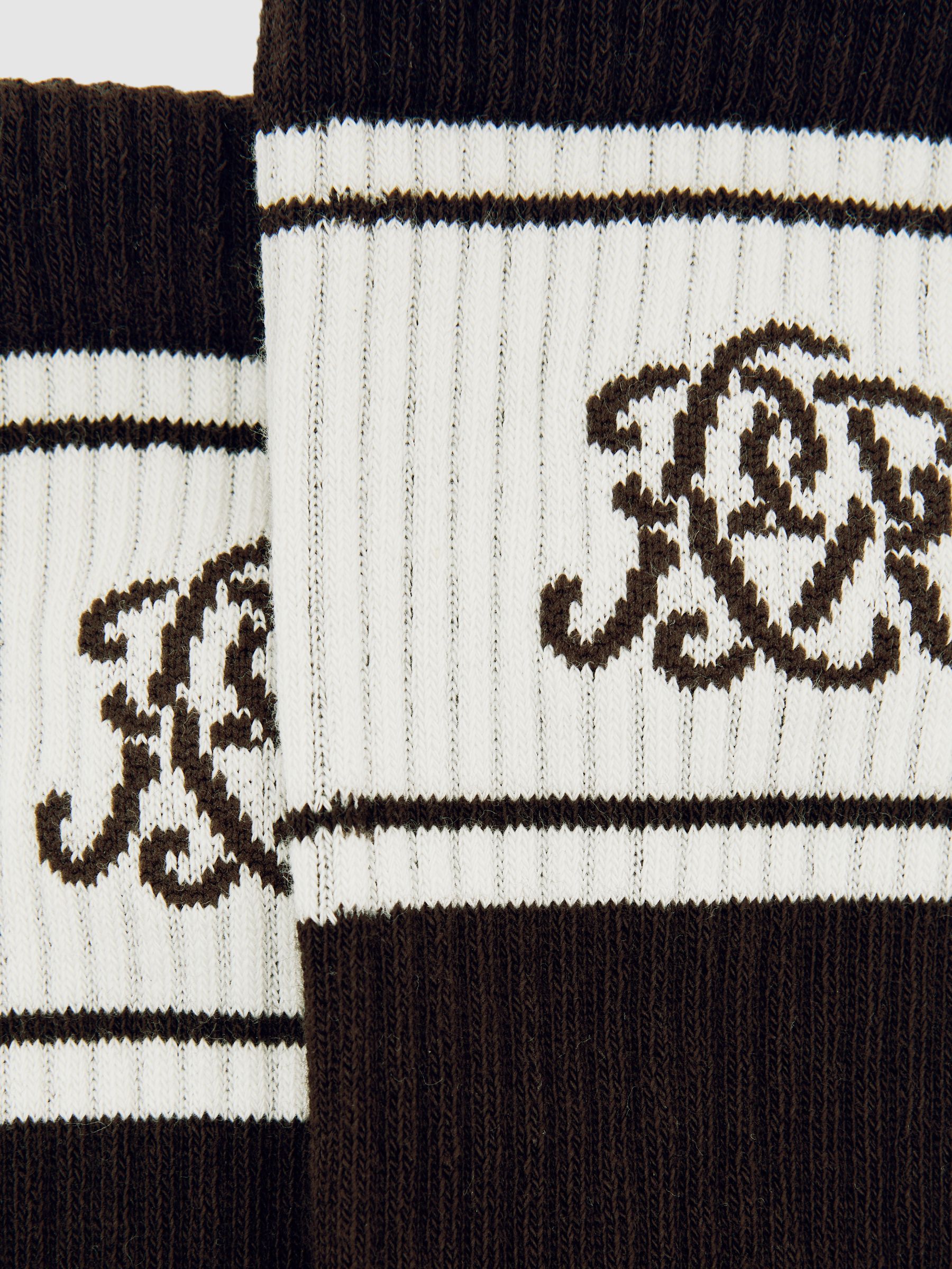 Socks in Chocolate Brown/Ecru/Navy - Image 3 of 4