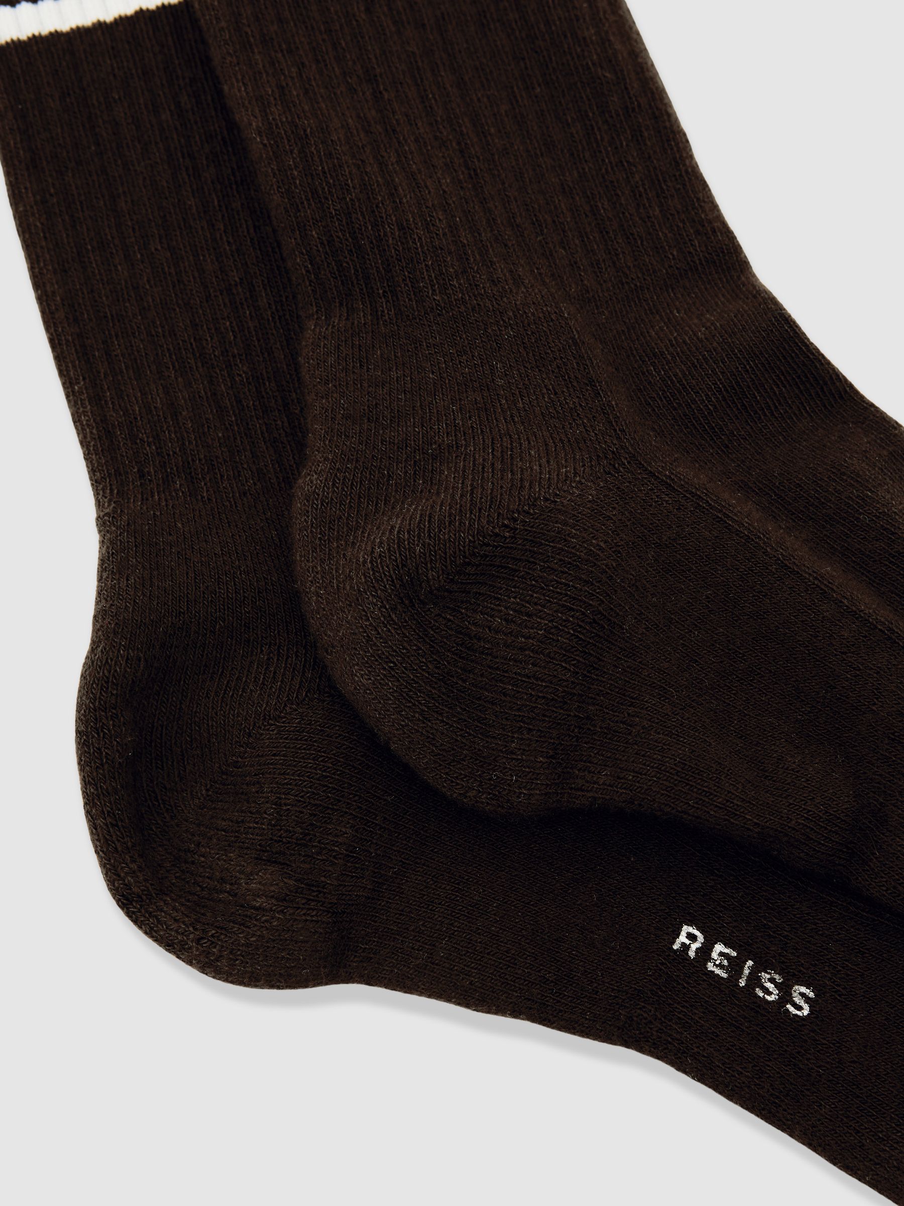 Socks in Chocolate Brown/Ecru/Navy - Image 4 of 4