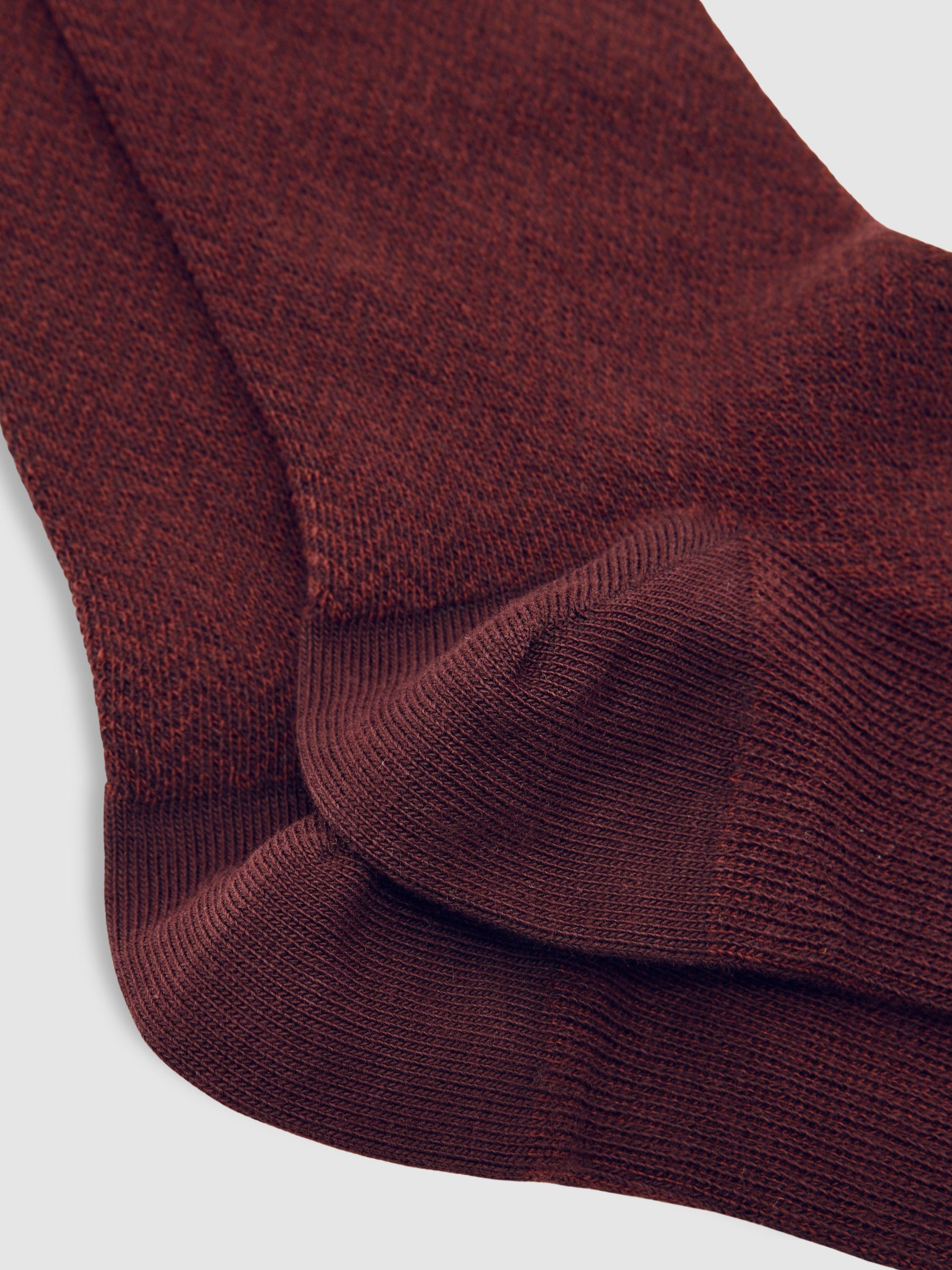Cotton-Blend Herringbone Socks in Bordeaux - Image 2 of 3