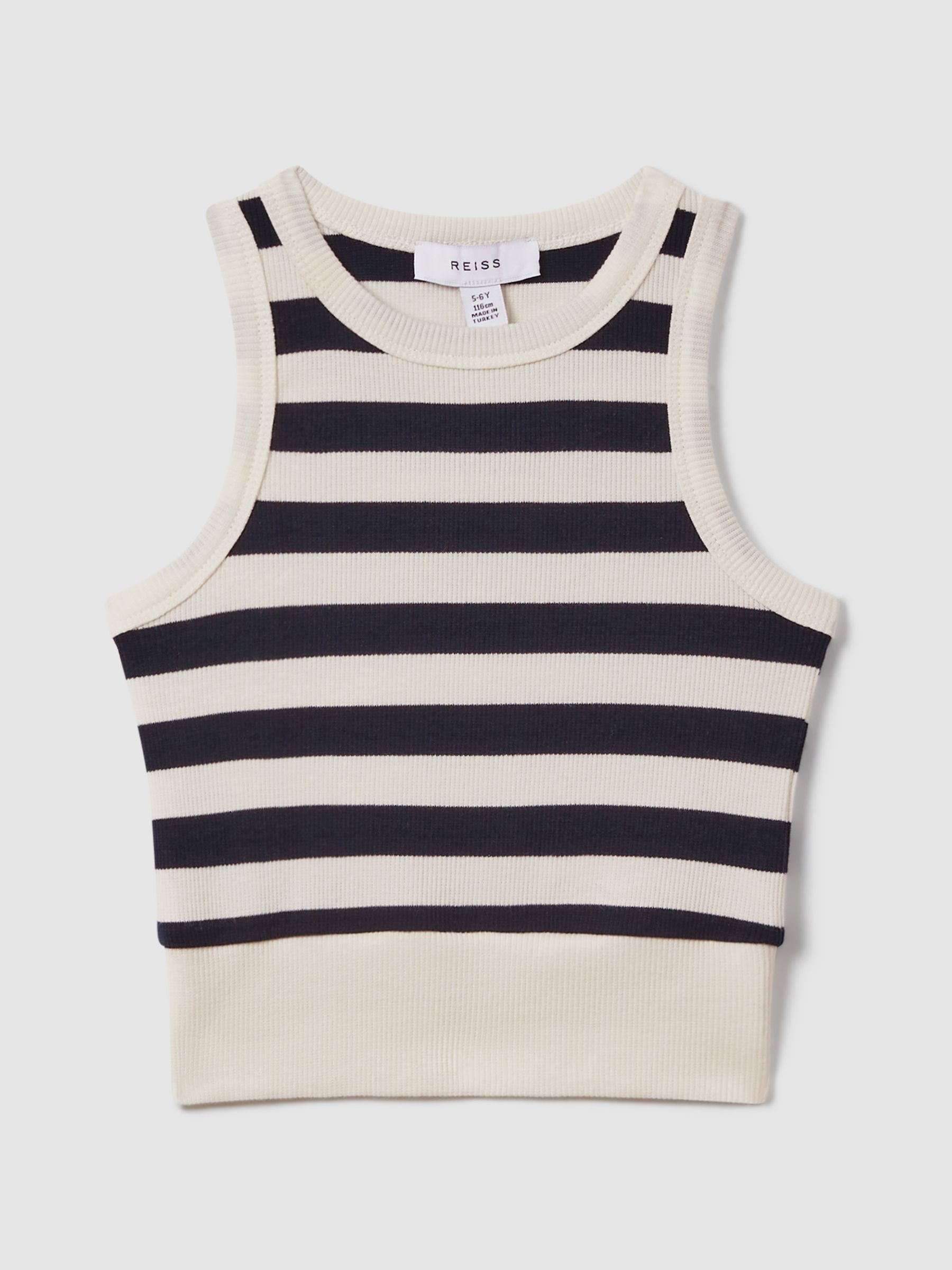4-9 yrs Striped Crew Neck Vest in Navy - Image 2 of 4