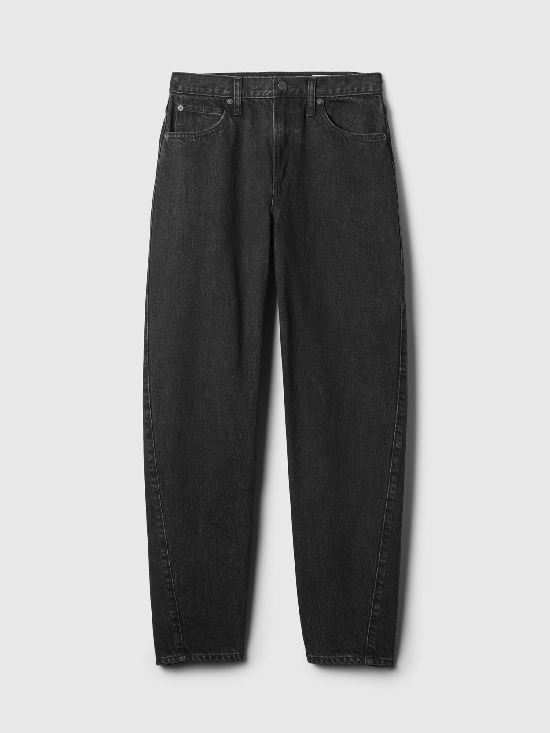 Black High Waisted Barrel Jeans - Image 5 of 6