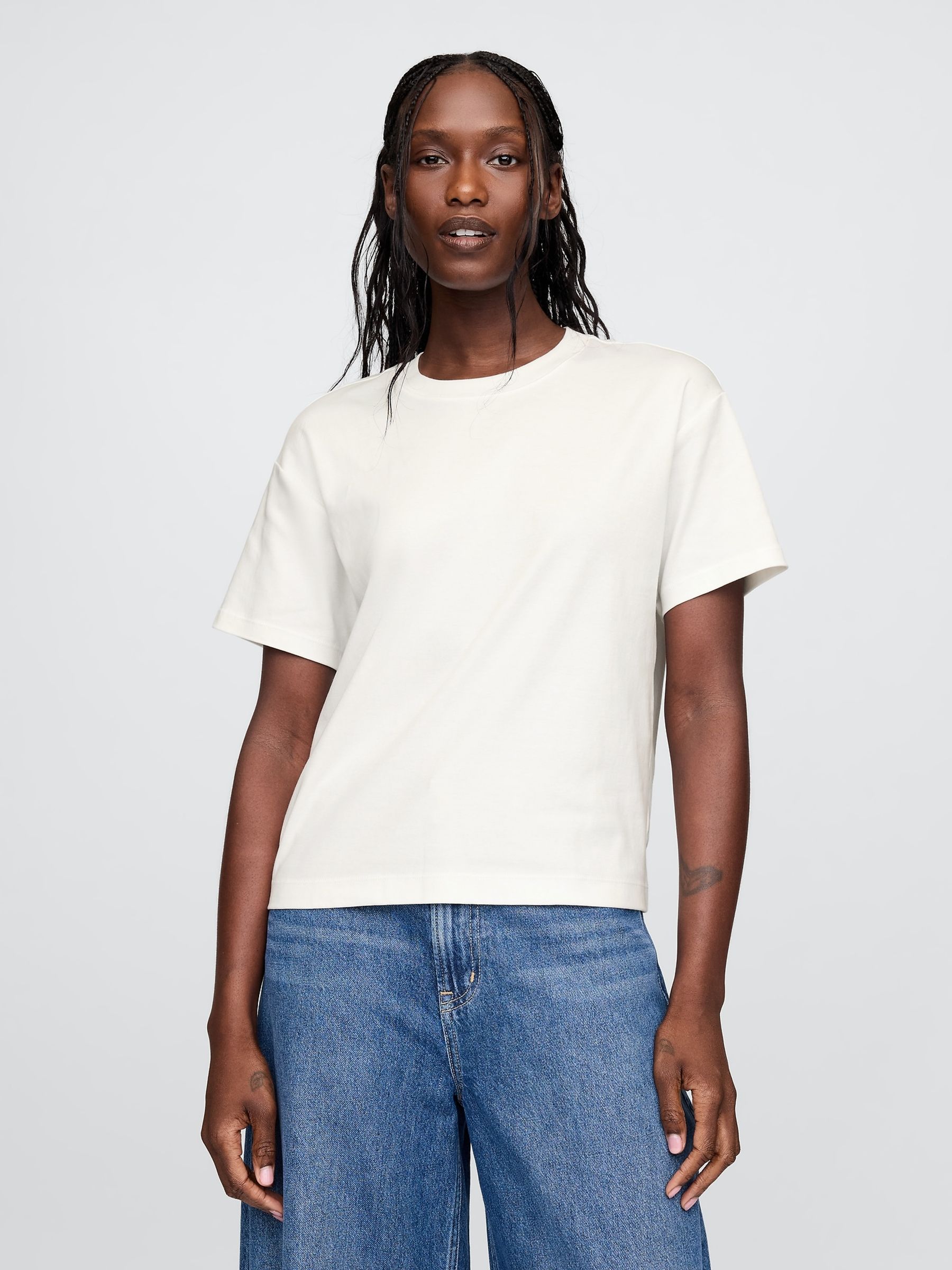 White Supima® Cotton Relaxed T-Shirt - Image 1 of 5