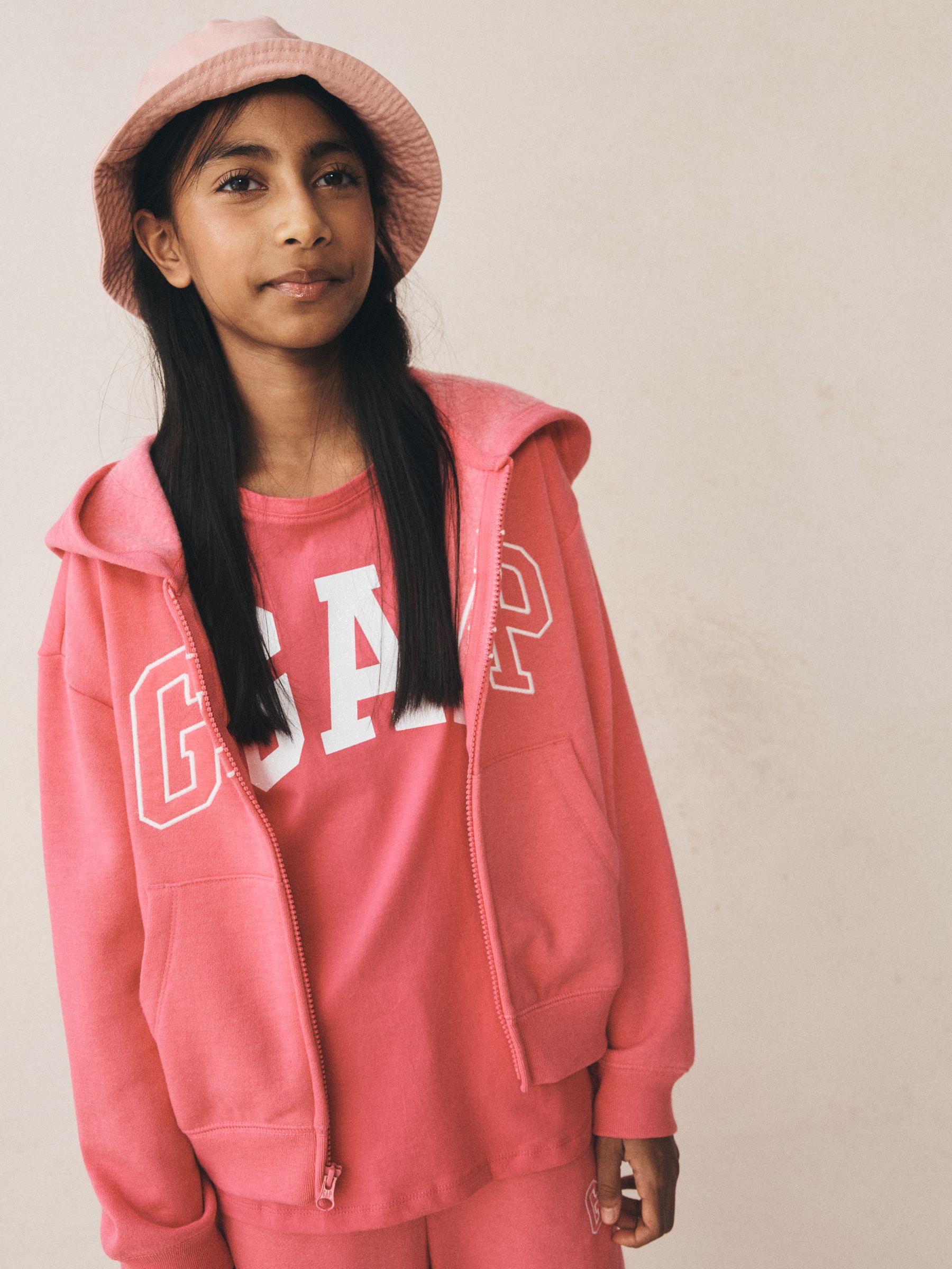 Pink Relaxed Full Zip Logo Hoodie - Image 2 of 7