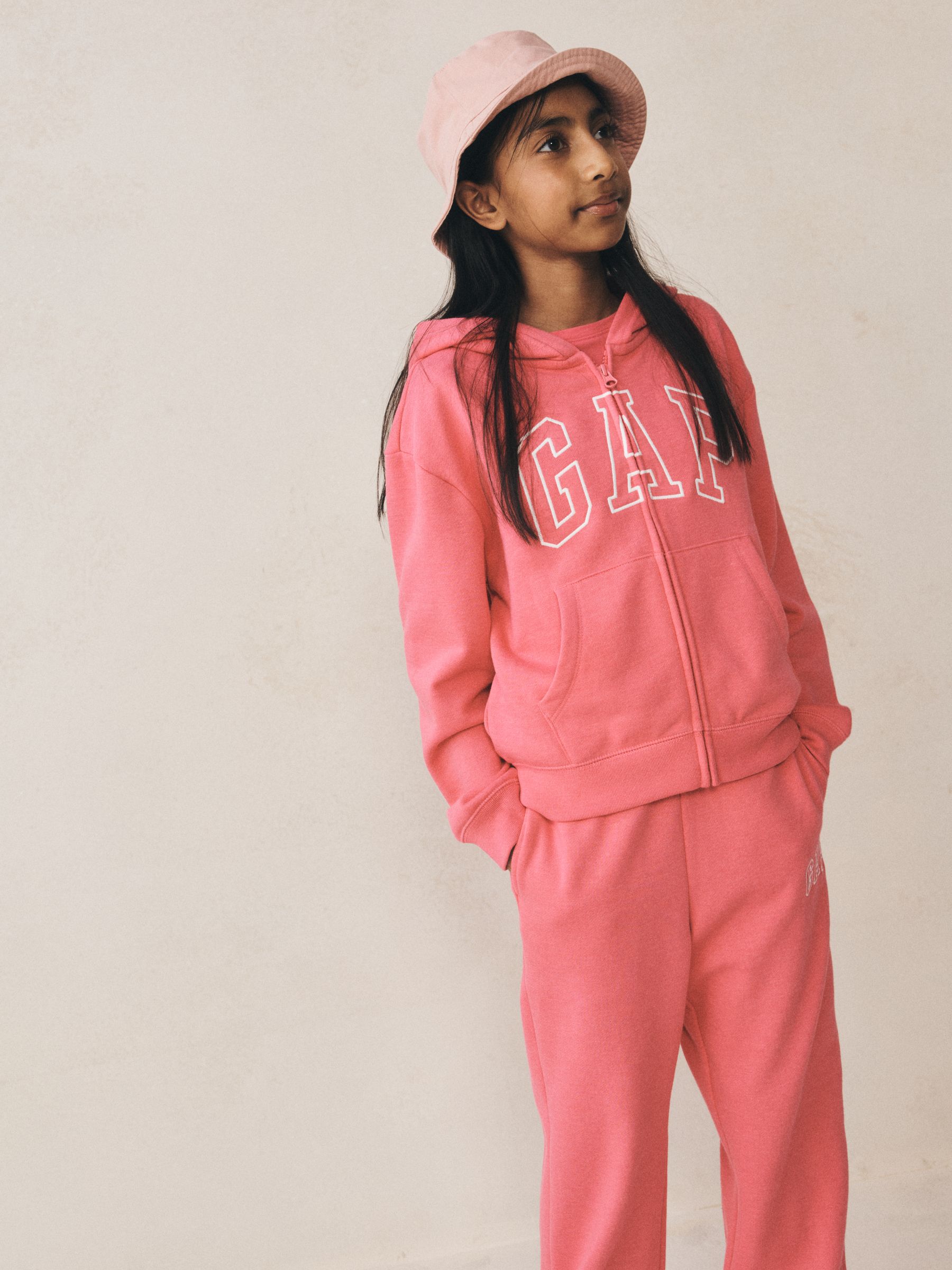 Pink Relaxed Full Zip Logo Hoodie - Image 6 of 7