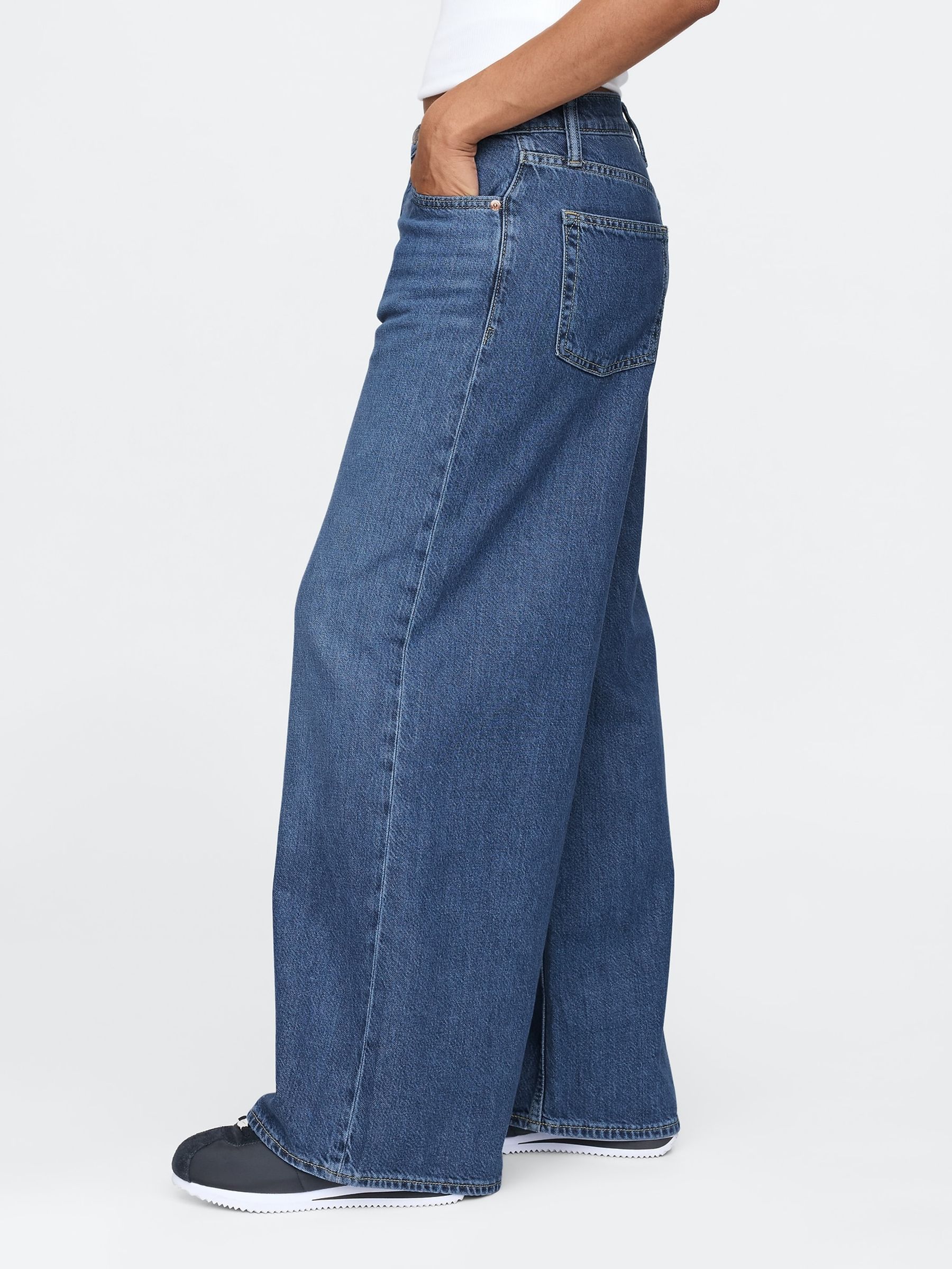 Blue Mid Waisted UltraSoft Baggy Jeans - Image 6 of 9