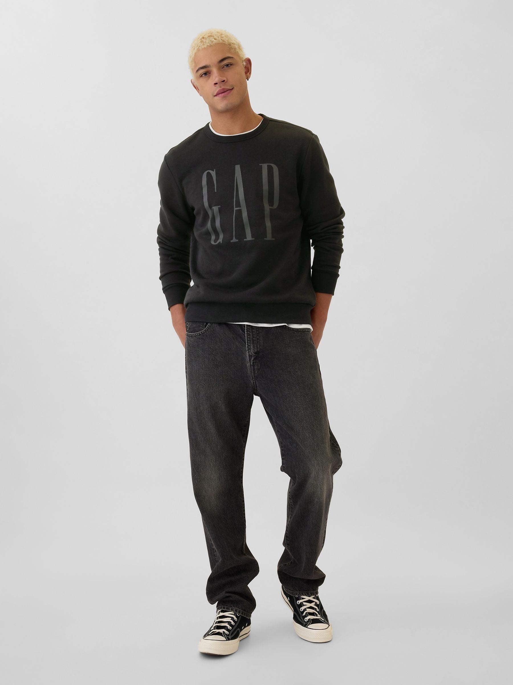 Nike Logo Crew Neck Sweatshirt 'Black' DQ4913-010