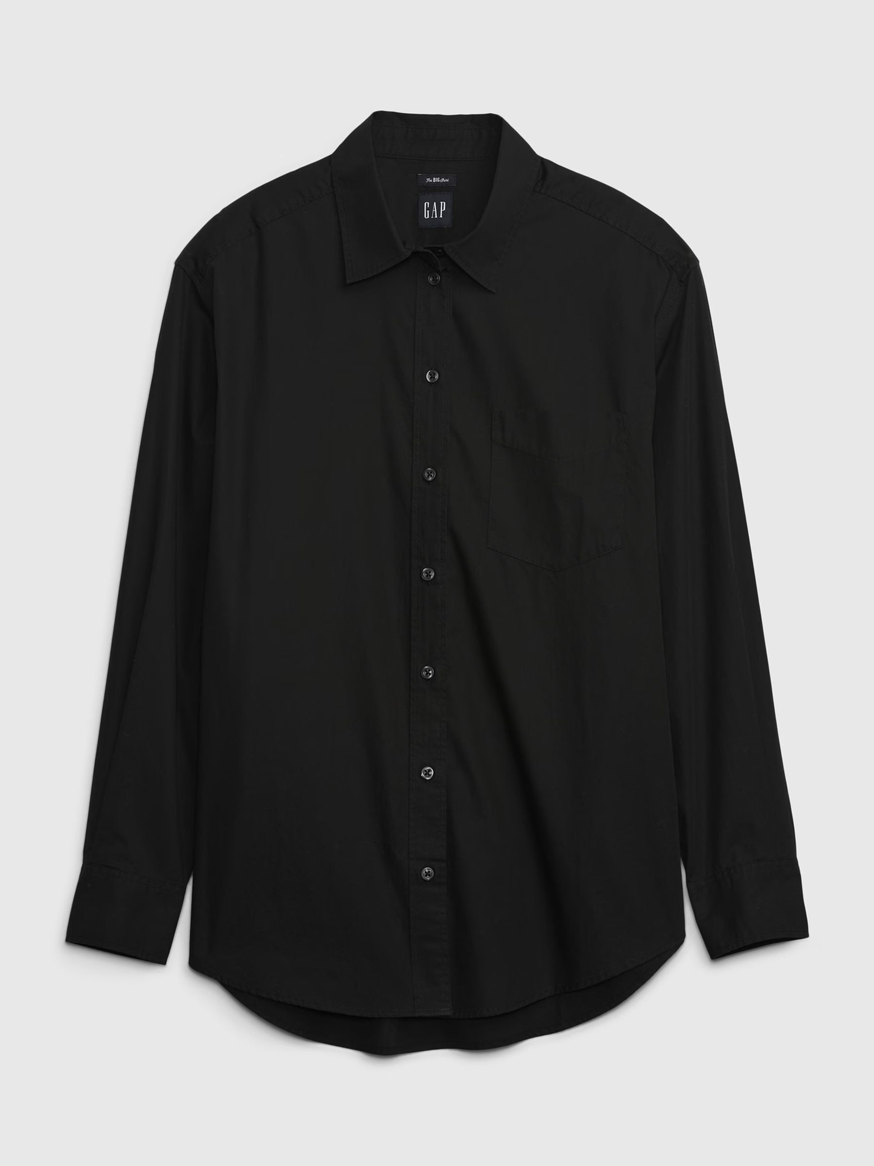 Black Cotton Poplin Big Shirt - Image 5 of 5 Black Cotton Poplin Big Shirt - Image 5 of 5
