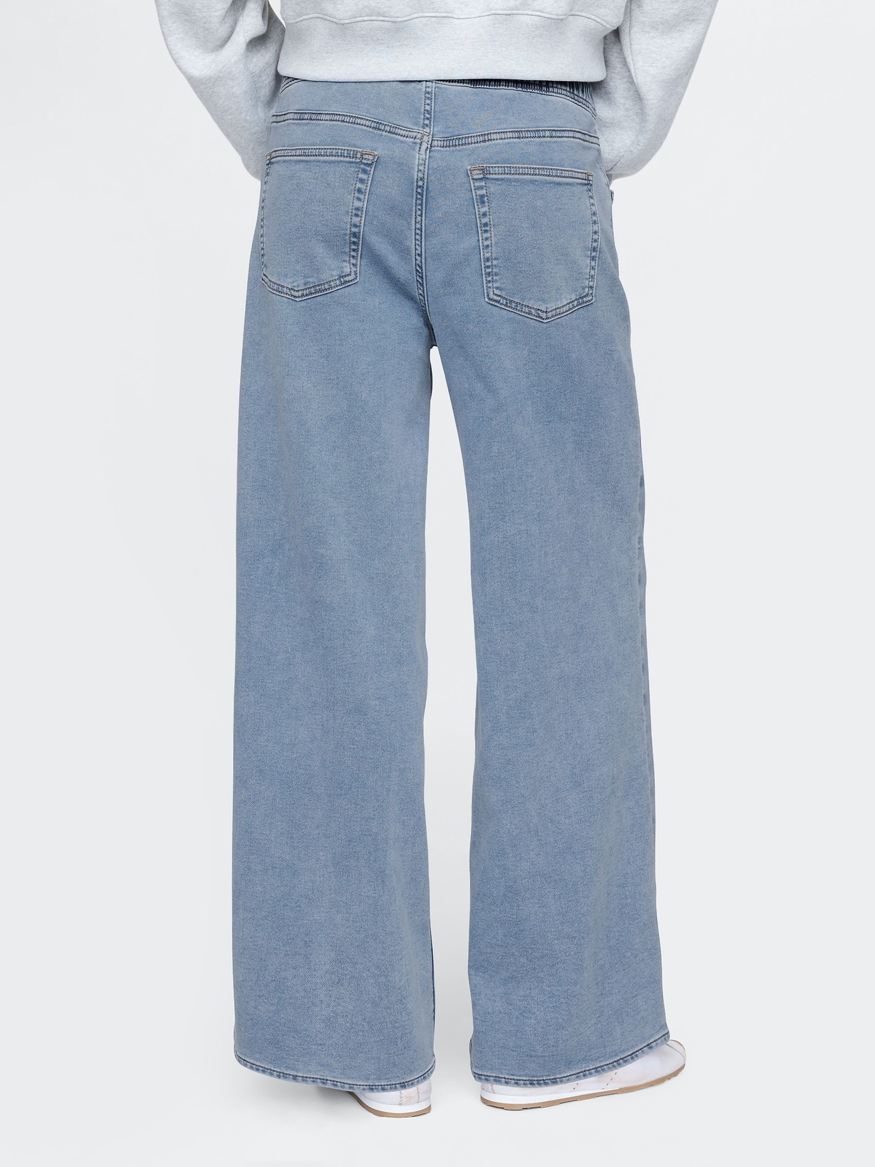 Light Wash Blue Mid Rise Knit Easy Baggy Jeans - Image 2 of 8