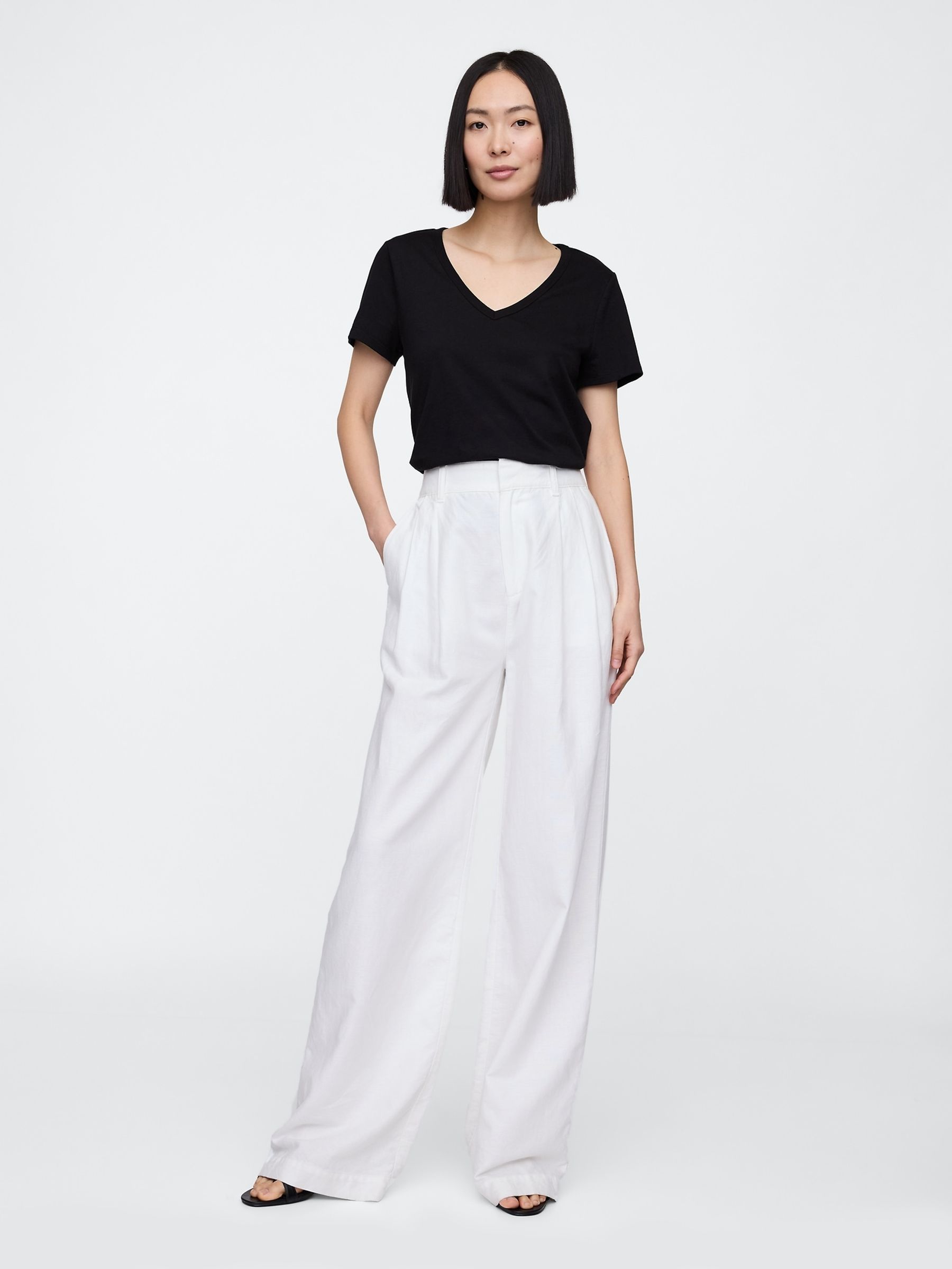 Black V-Neck Favourite Cotton Short Sleeve T-Shirt - Image 3 of 5