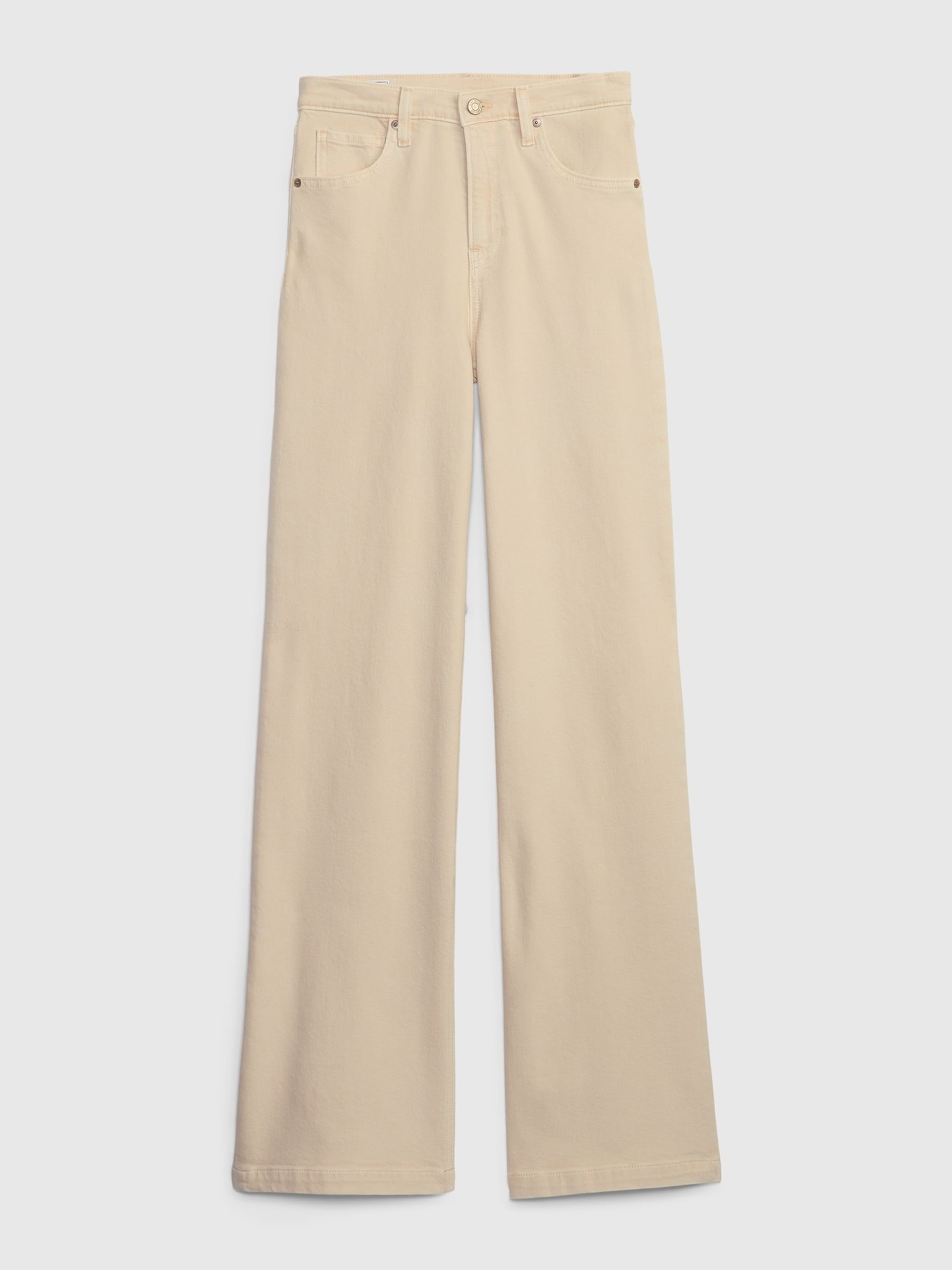 Cream High Waisted Stride Wide-Leg Jeans - Image 8 of 8
