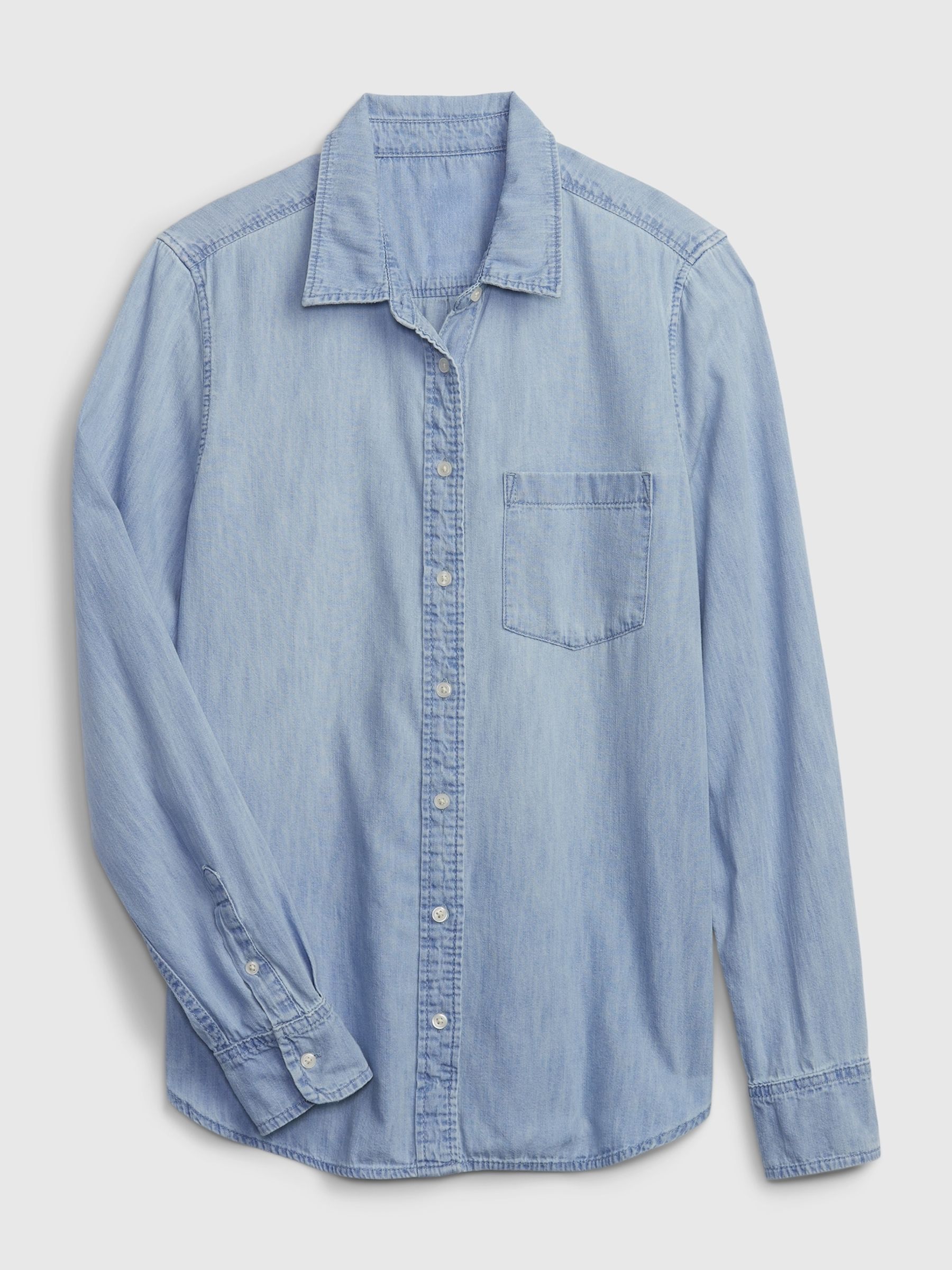 Blue Cotton Denim Classic Shirt - Image 4 of 4