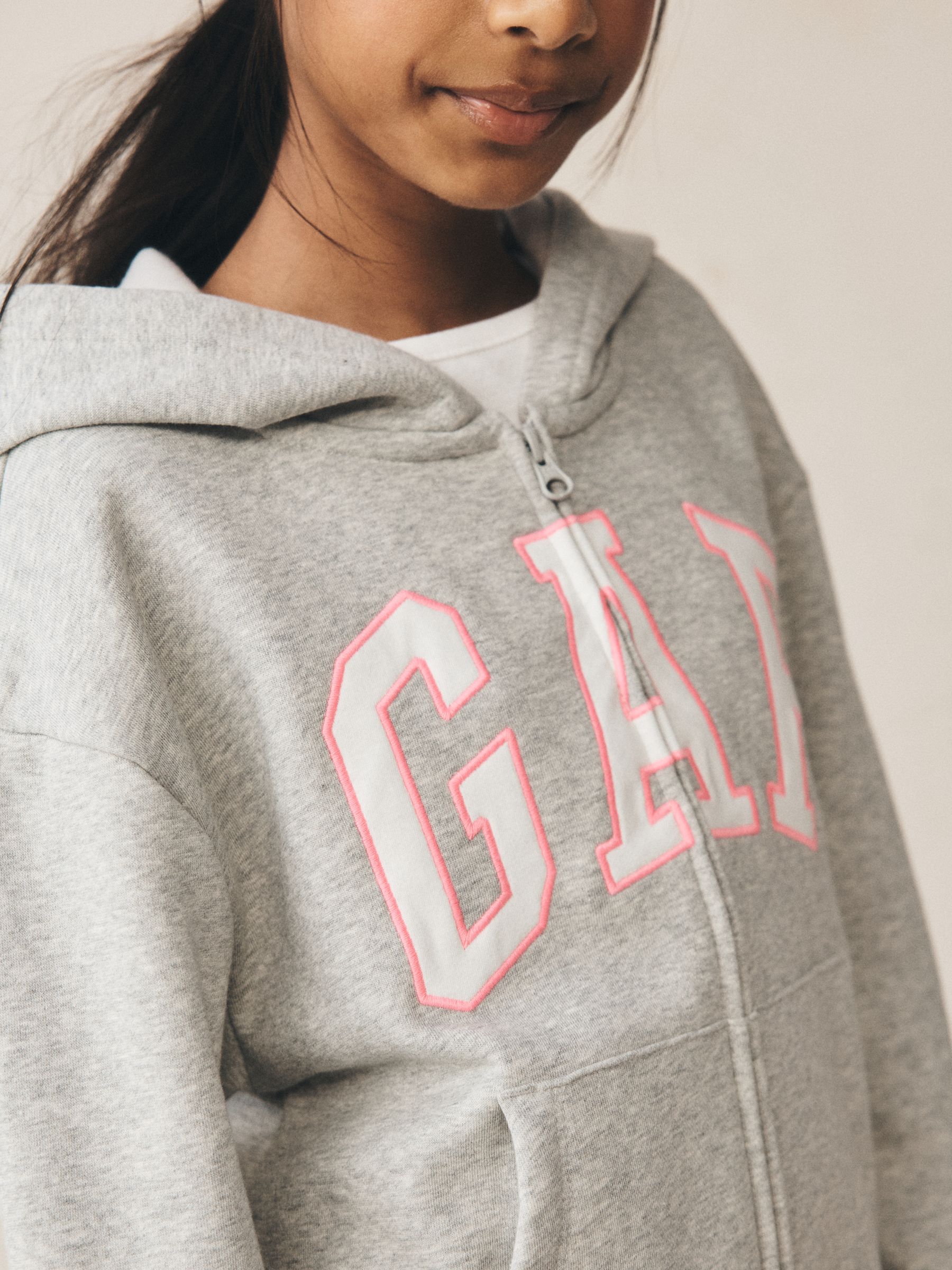 Grey Relaxed Gap Logo Zip Hoodie - Image 2 of 5