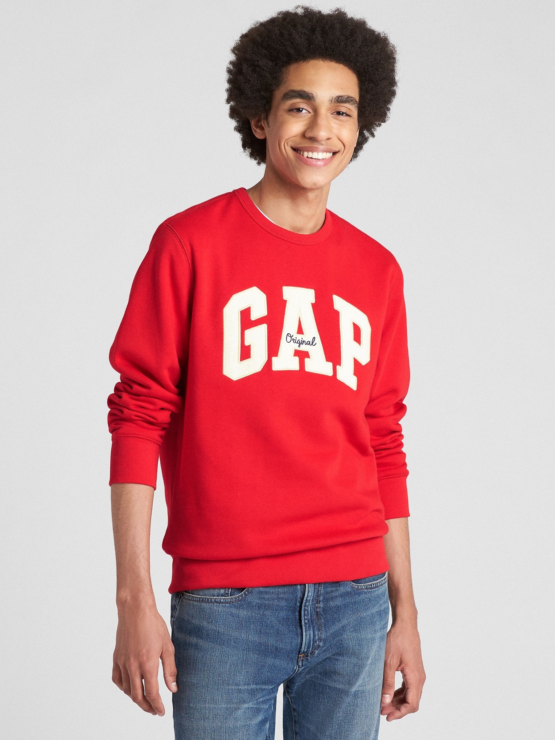 Red Logo Fleece Crew Neck Sweatshirt - Image 4 of 5