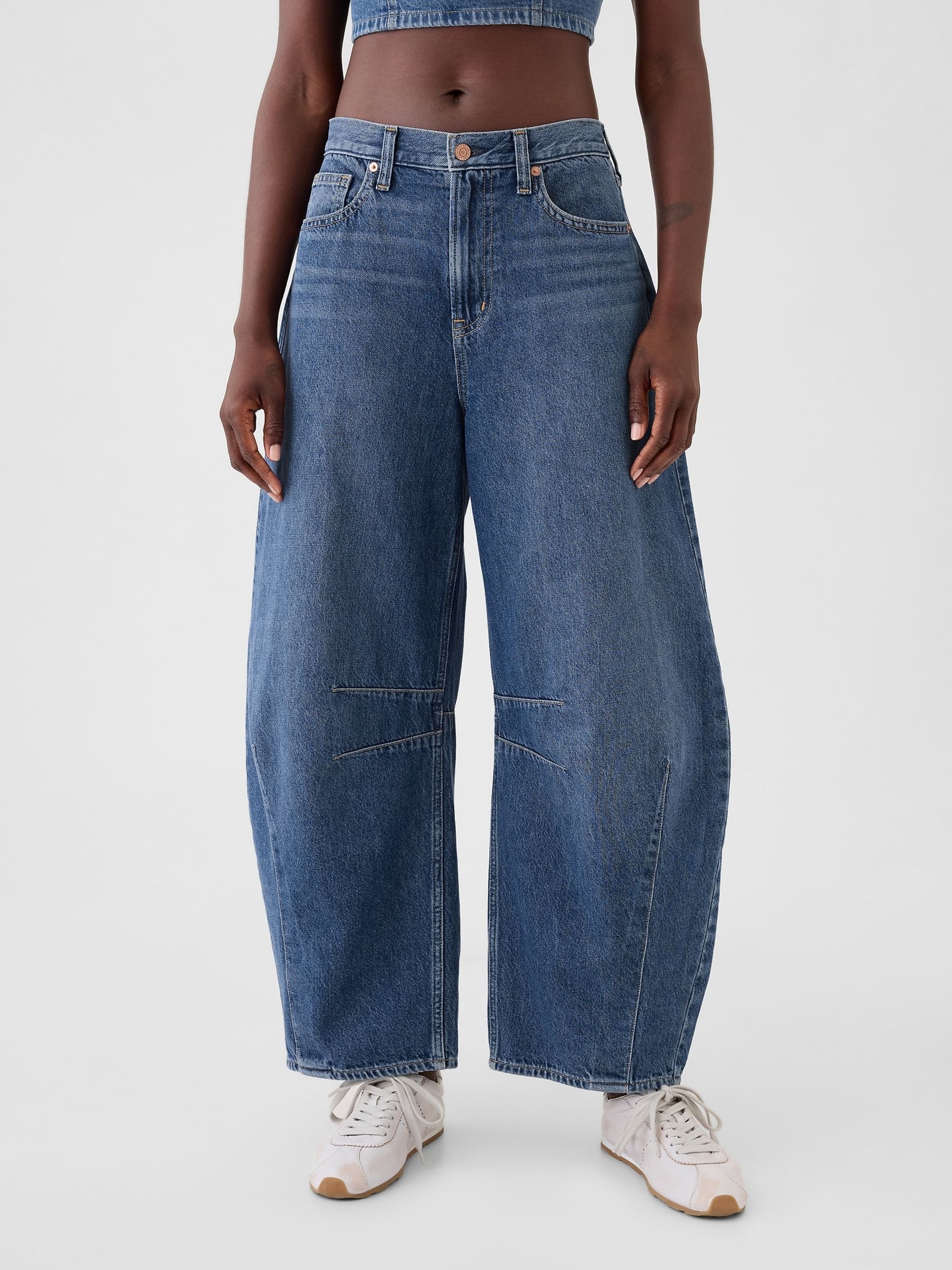 Blue High Waisted Horseshoe Jeans - Image 2 of 7