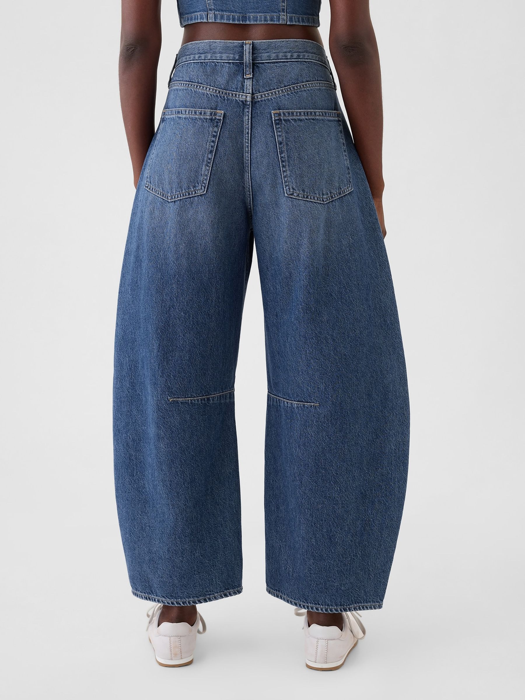 Blue High Waisted Horseshoe Jeans - Image 3 of 7