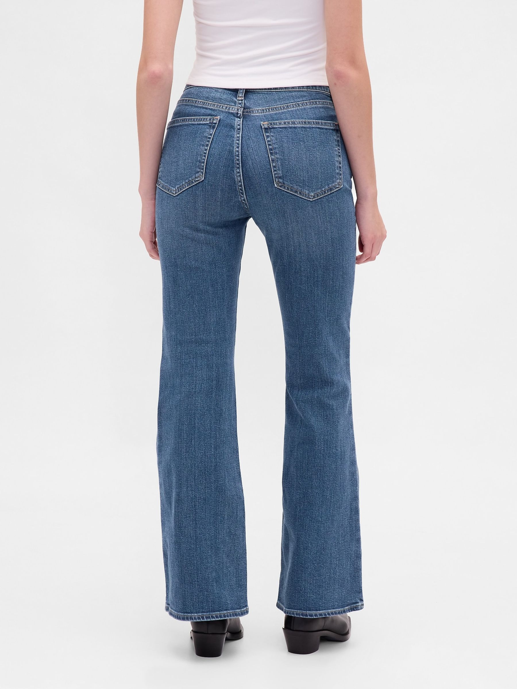 Blue High Waisted 70s Flare Jeans - Image 2 of 6