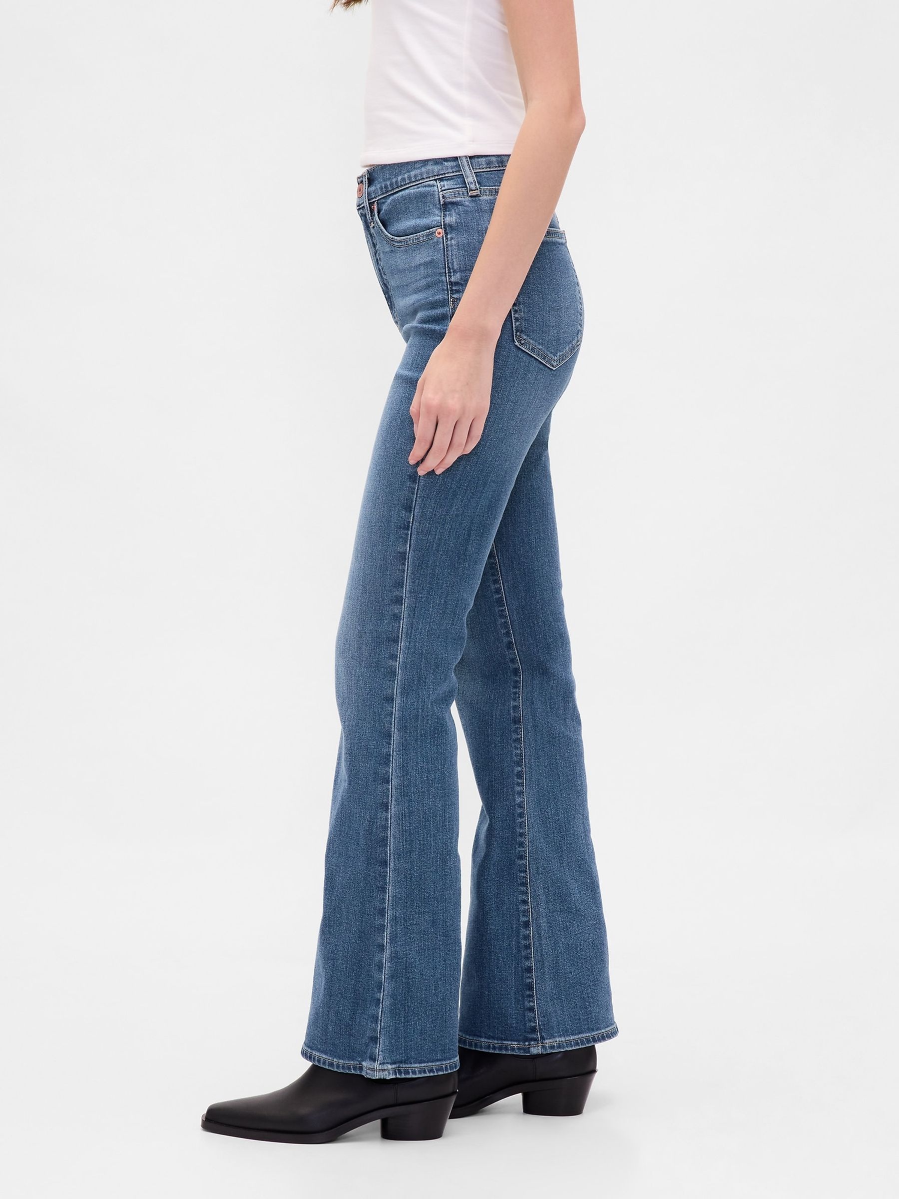 Blue High Waisted 70s Flare Jeans - Image 3 of 6