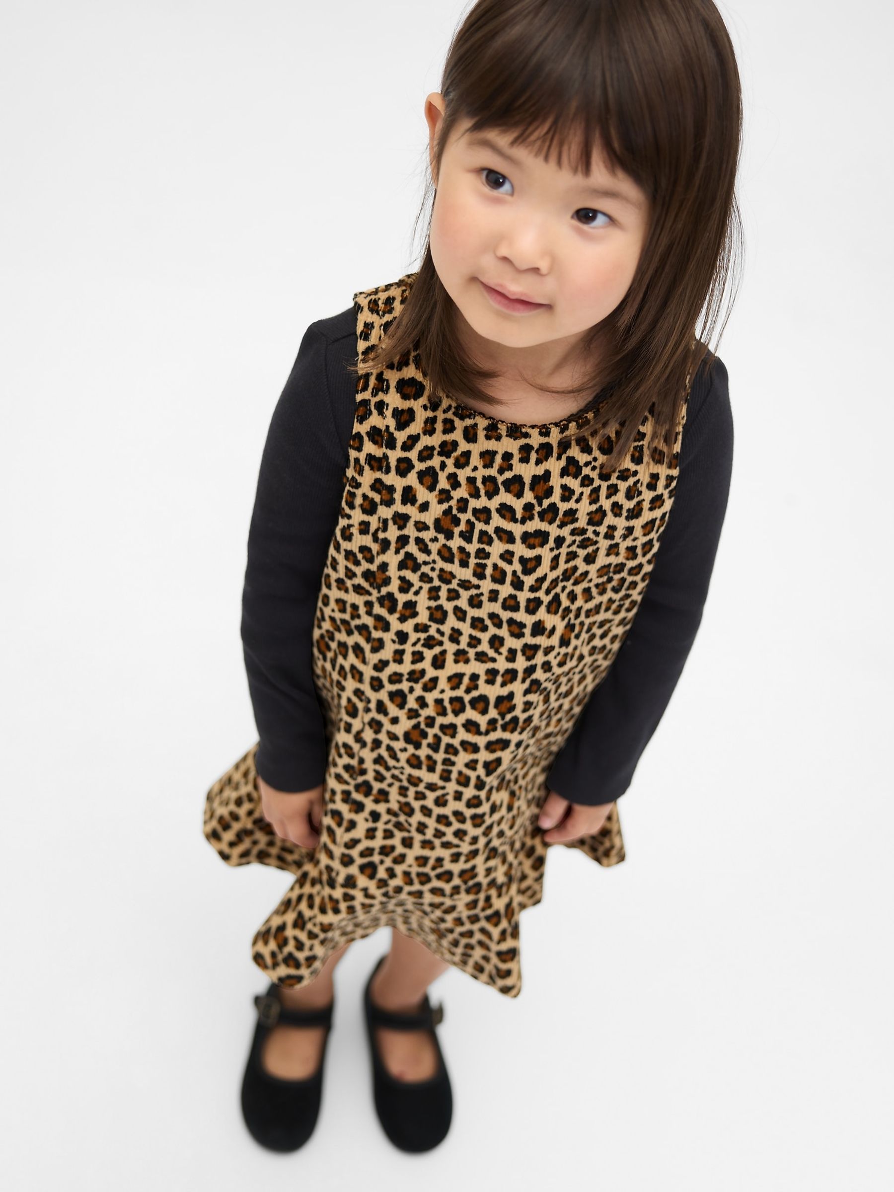 Brown Leopard Print Cotton Corduroy Knitted Dress (6mths-5yrs) - Image 1 of 3