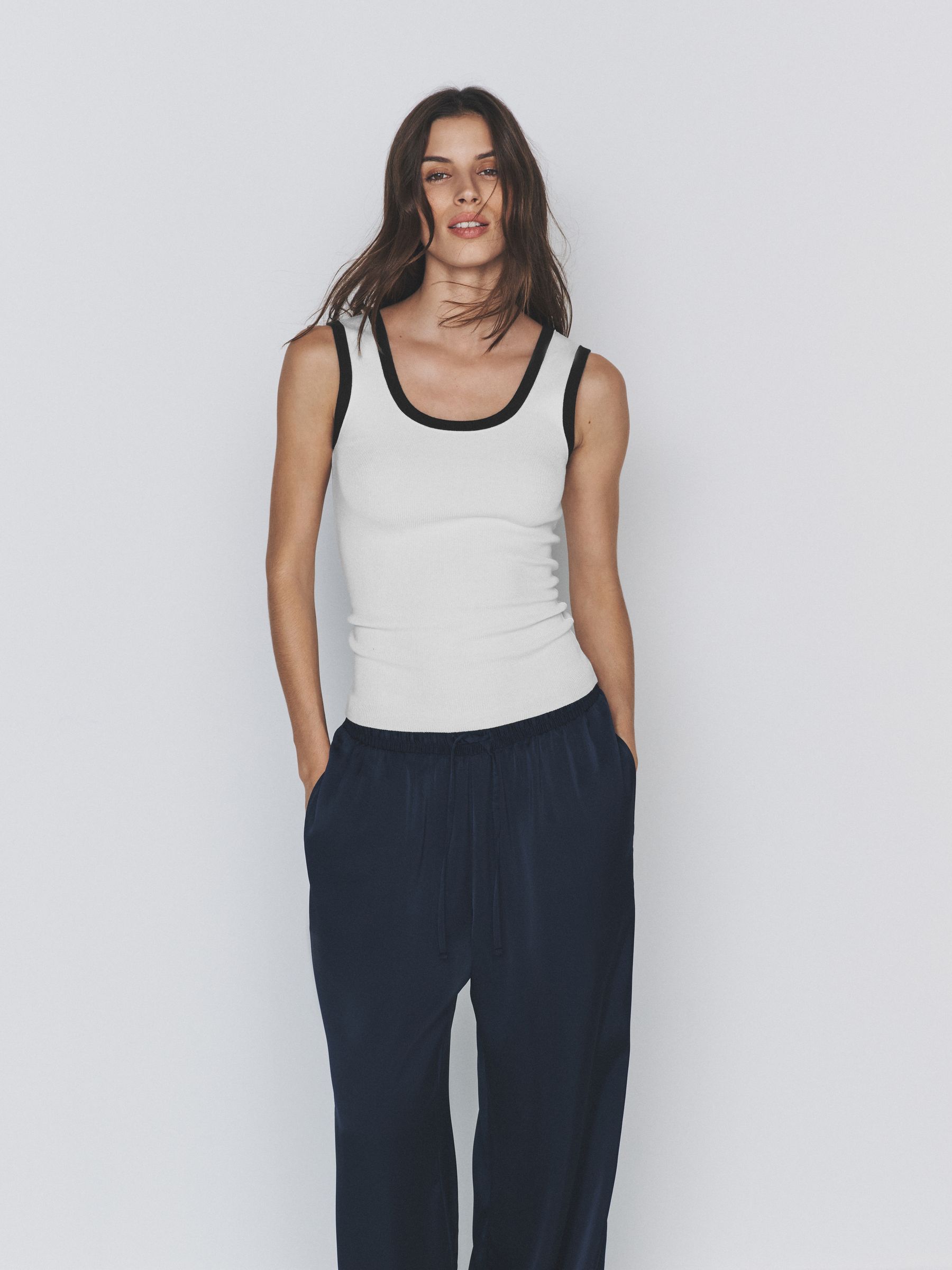 3 Pack Contrast Knit Vests Tipped Cream/Black/Rust Brown - Image 1 of 7