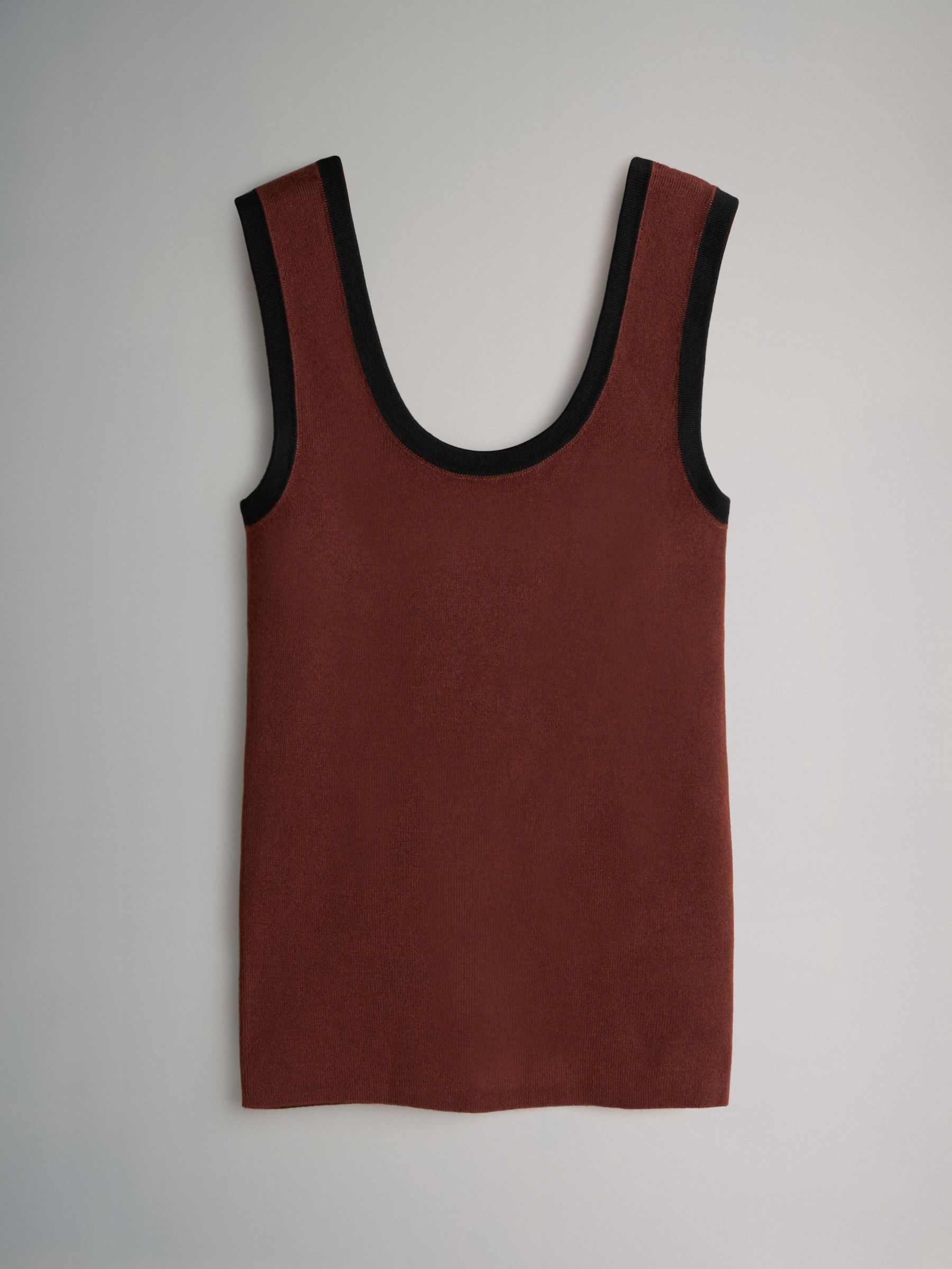 3 Pack Contrast Knit Vests Tipped Cream/Black/Rust Brown - Image 6 of 7