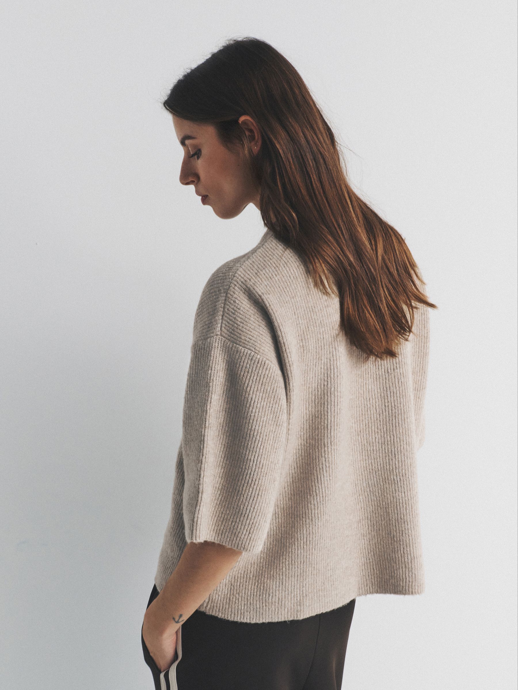 Brown Marl/Neutral/cream 3 Pack Knitted Button Down T-Shirts With Wool - Image 3 of 6