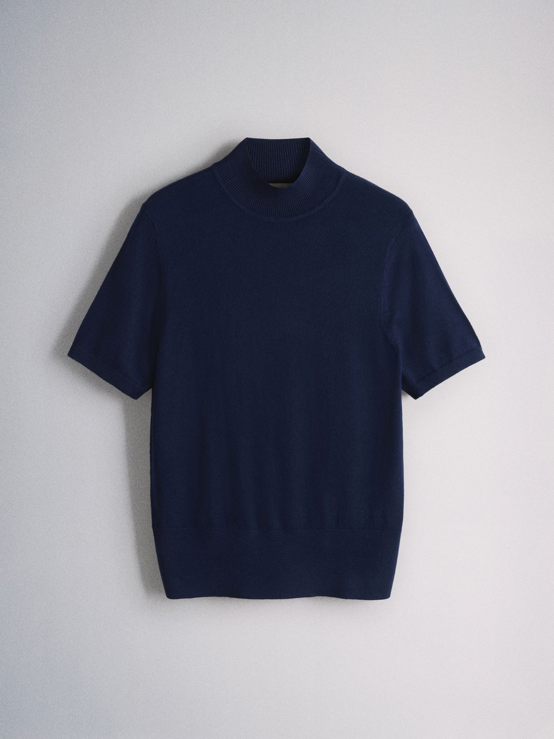 2 Pack High Neck Knit T-Shirts Cream/Navy Blue - Image 6 of 6