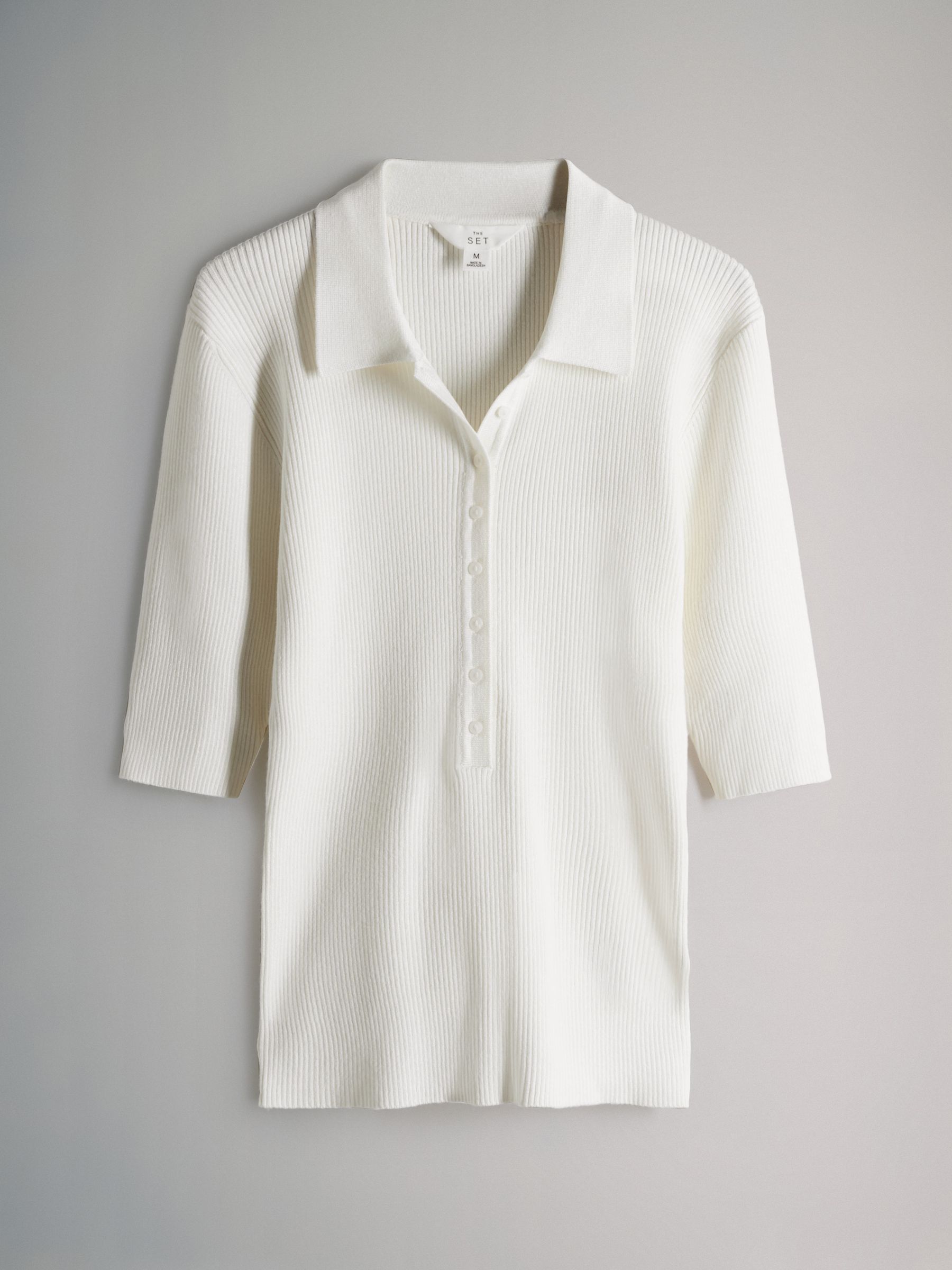 Navy Blue/Cream Knitted Ribbed Polo Tops 2 Pack - Image 6 of 6