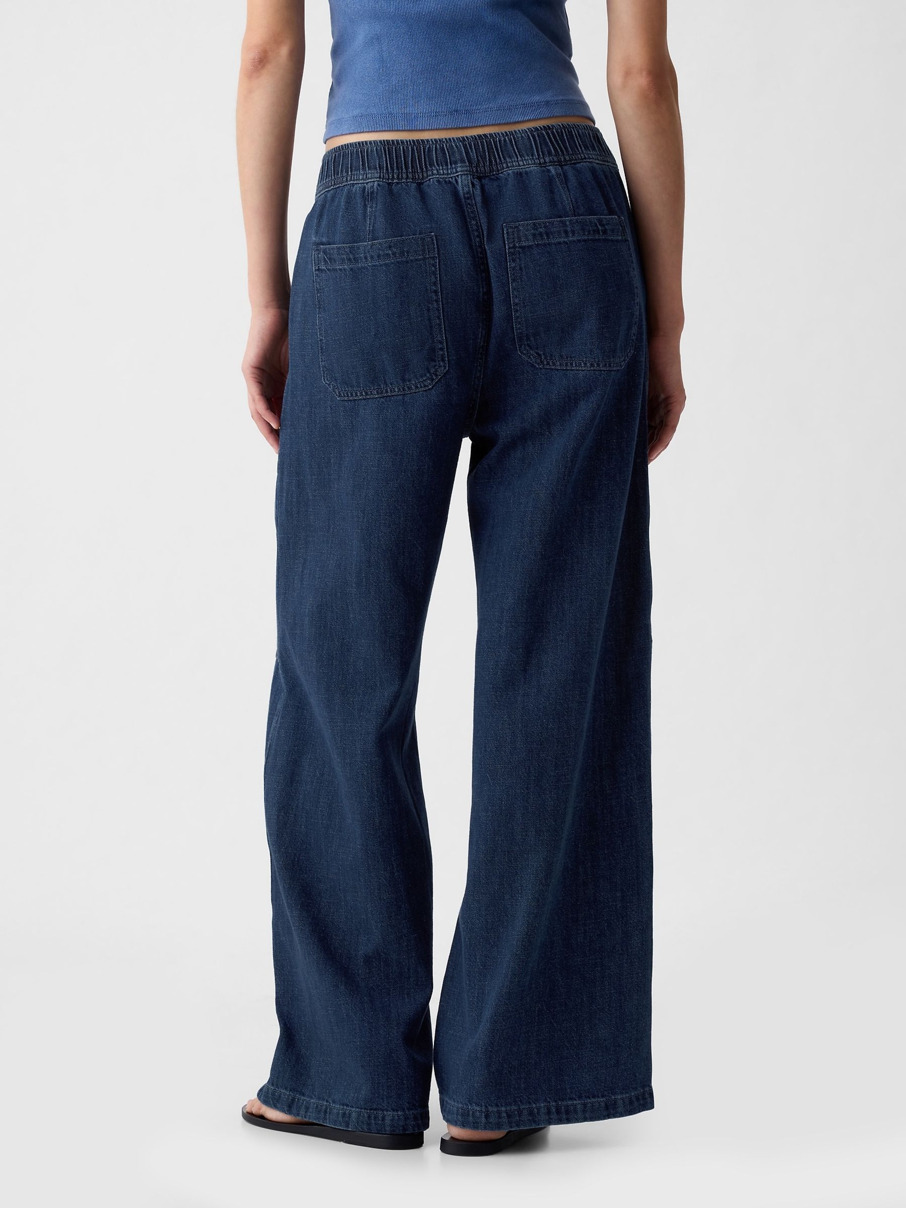 Blue High Waisted Wide Leg Utility Easy Jeans - Image 3 of 7