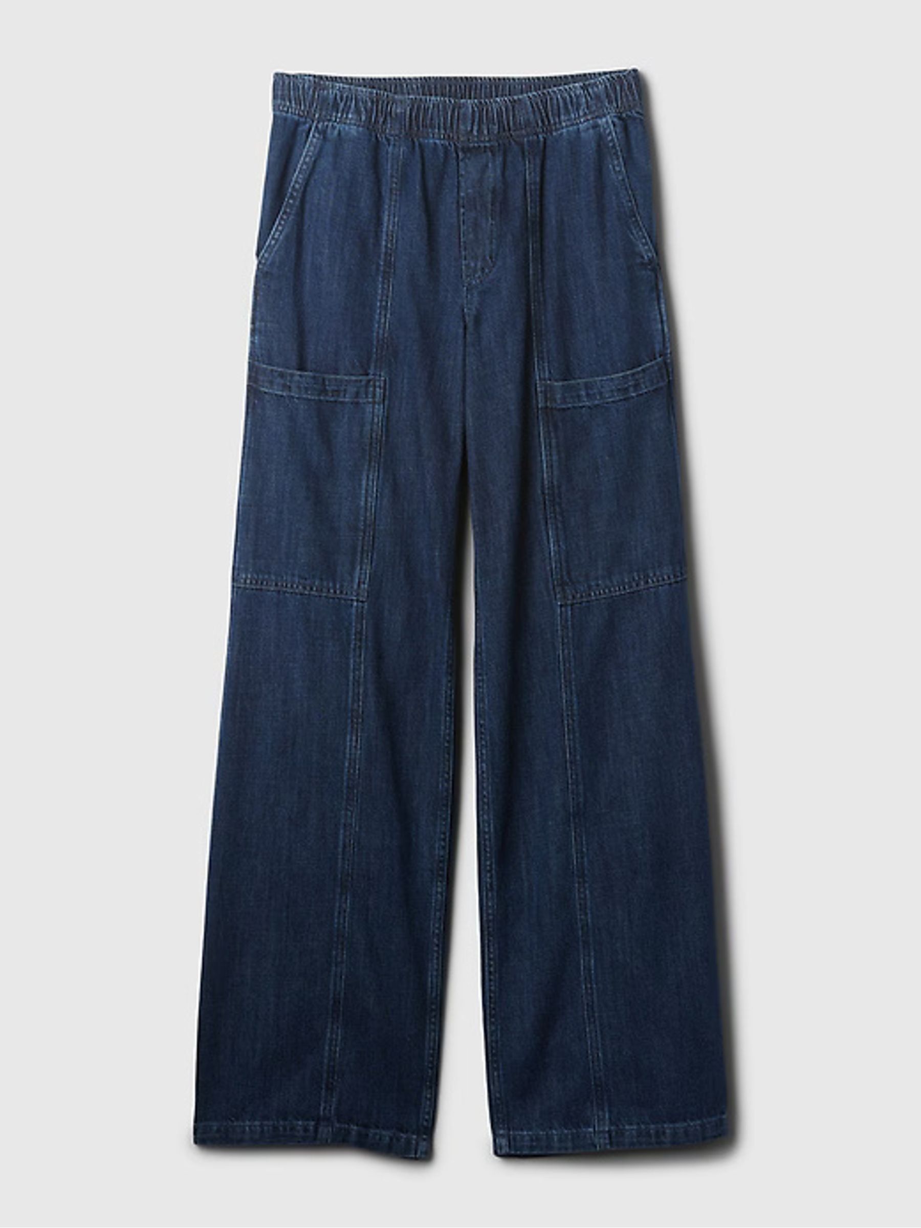 Blue High Waisted Wide Leg Utility Easy Jeans - Image 6 of 7