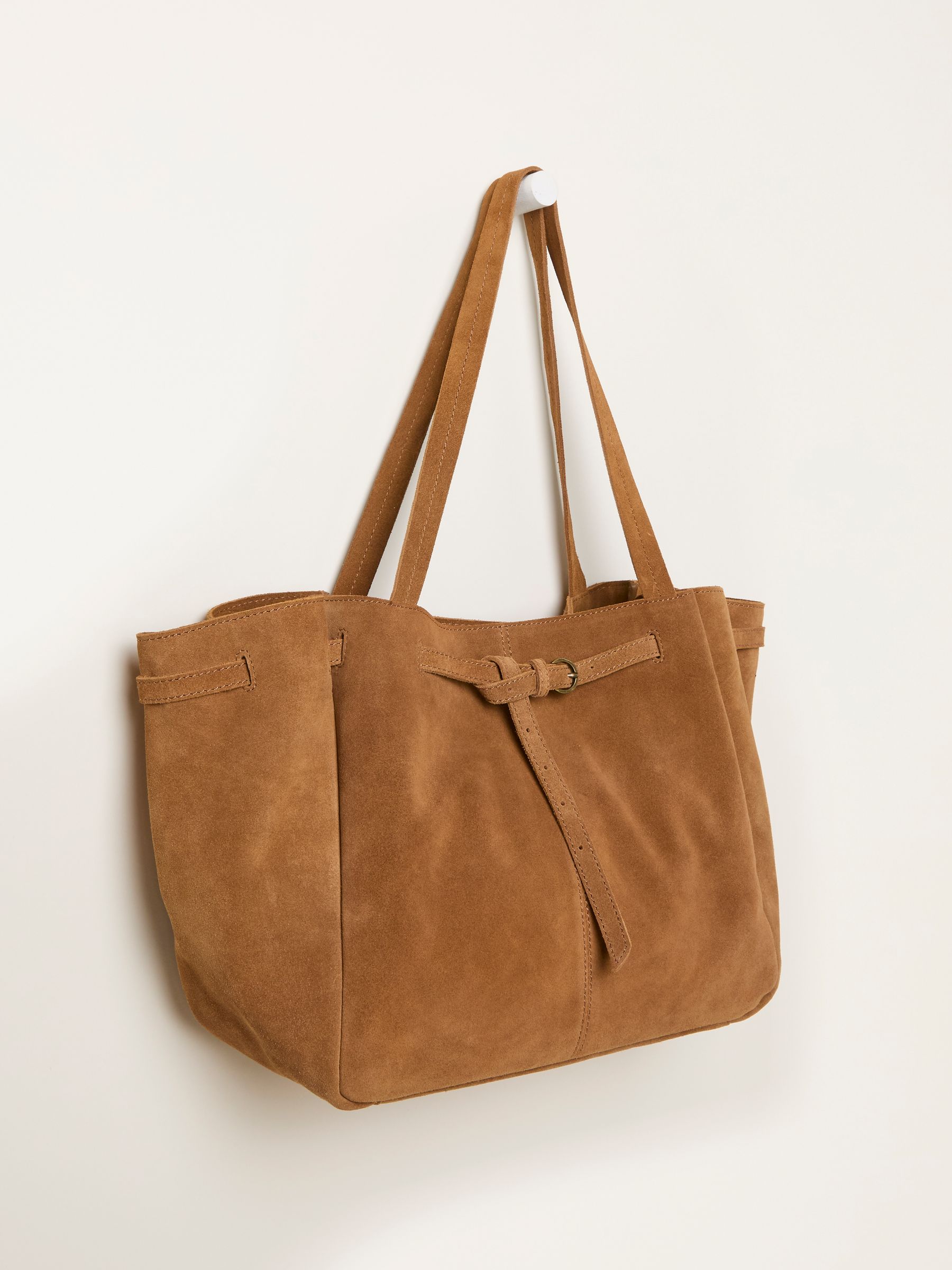 Tan Brown Suede Buckle Tote Bag - Image 2 of 3