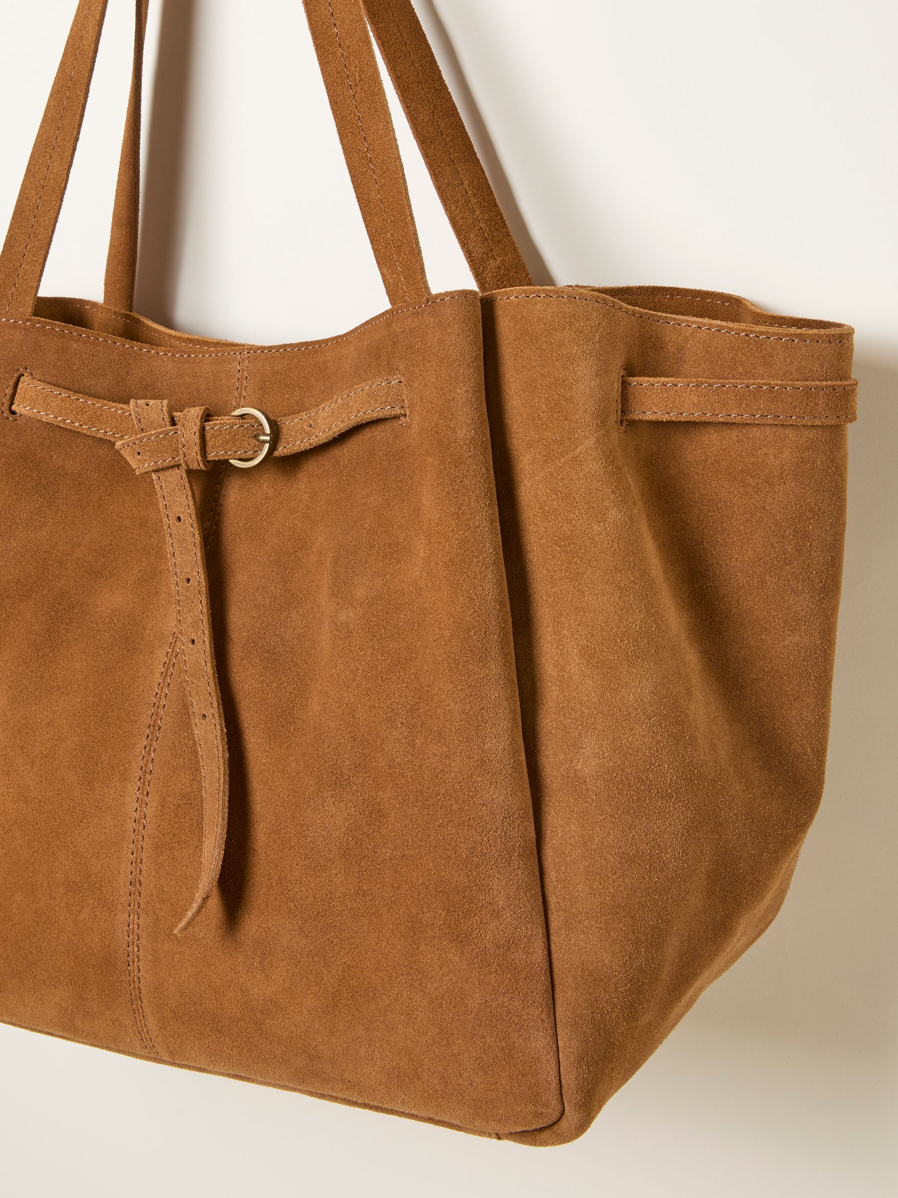Tan Brown Suede Buckle Tote Bag - Image 3 of 3
