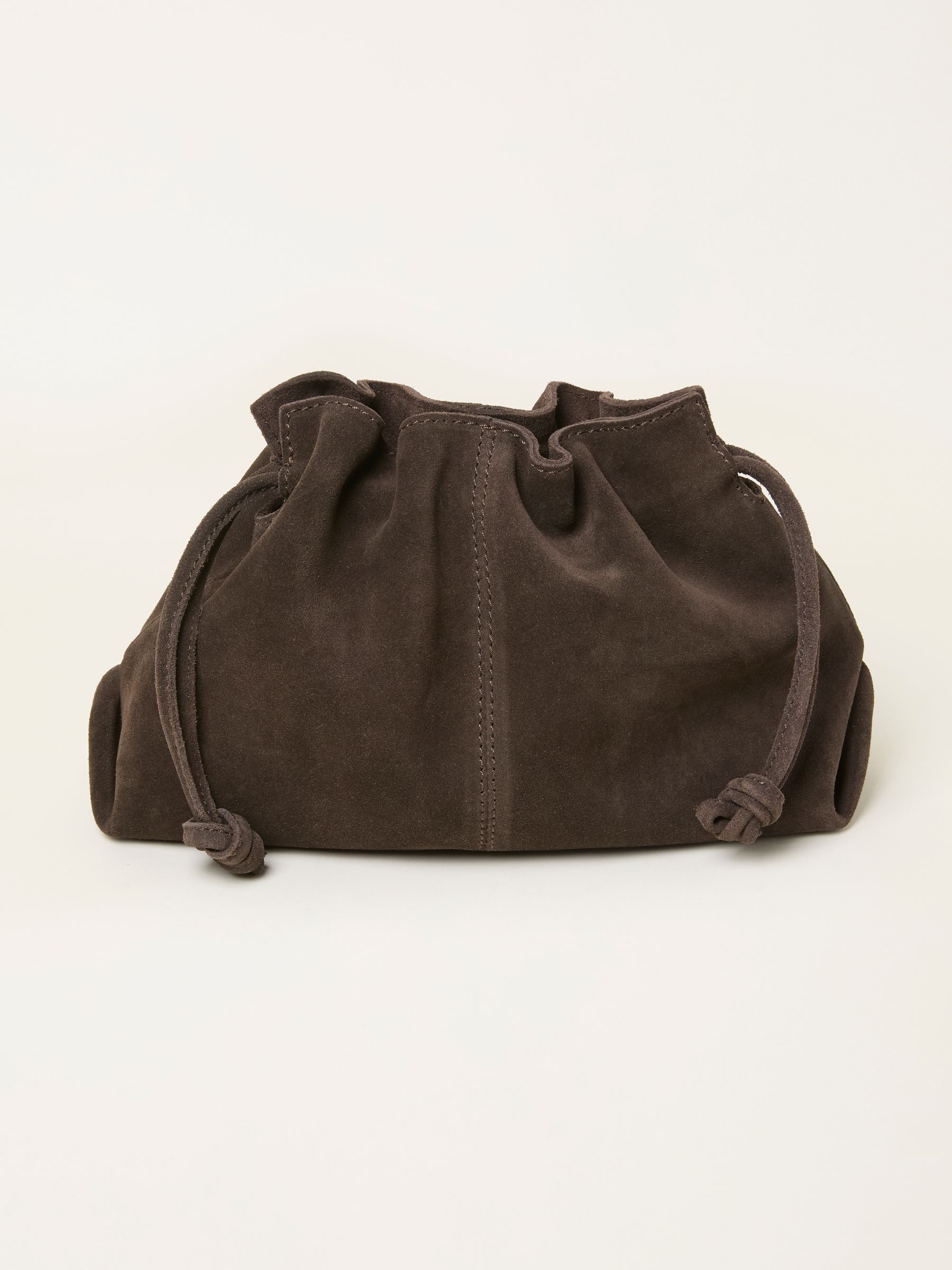 Chocolate Brown Suede Ruched Crossbody Bag - Image 1 of 3 Chocolate Brown Suede Ruched Crossbody Bag - Image 1 of 3
